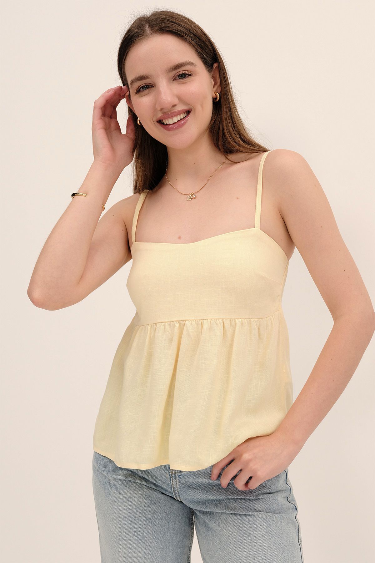 Addax-Linen Blended Thread Strap Tank Top A17133-H11 6
