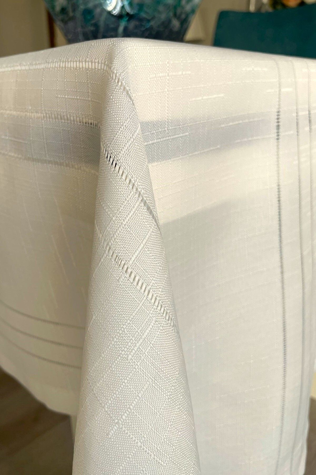 Zeria Home-New Linen Patterned, Worry-Free Stain-Proof Linen Colber Table Cloth 160 X 220 and 140 X 180 4
