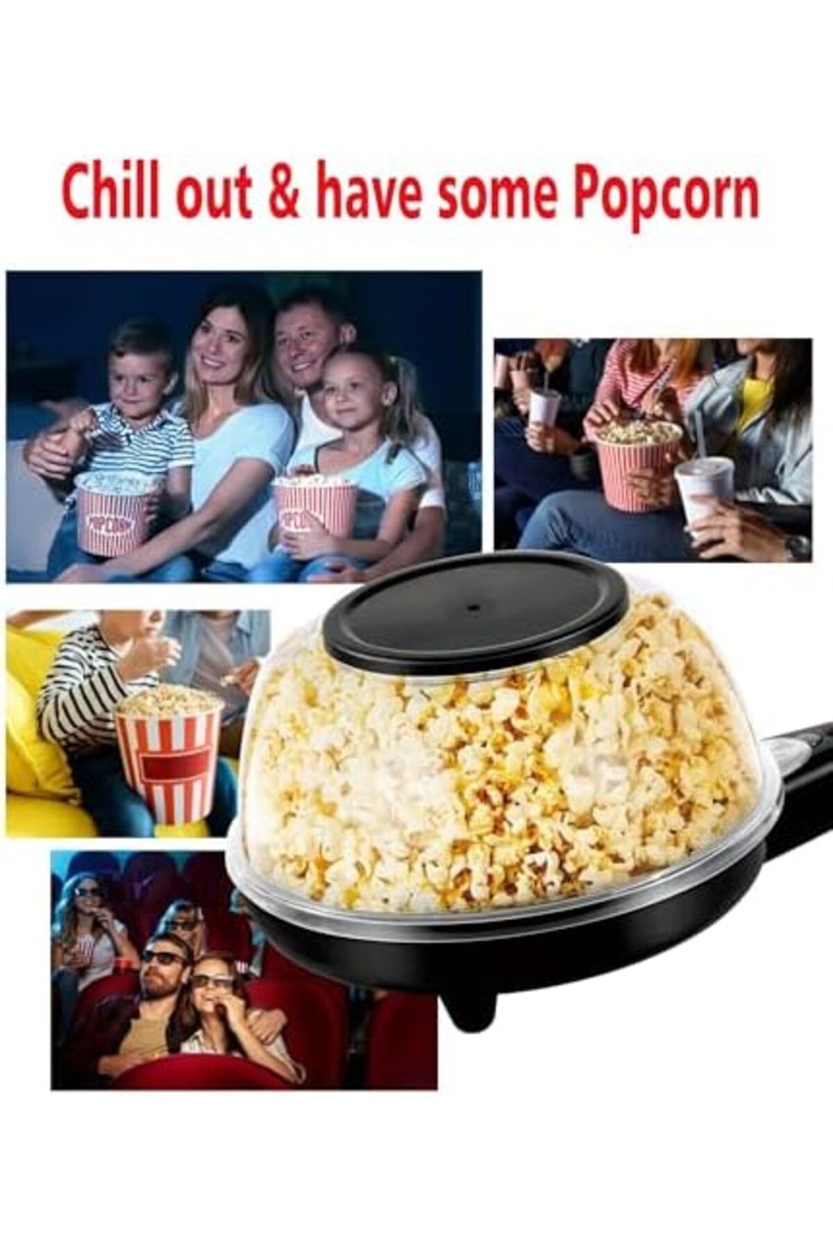 Biki-Electric Popcorn and Crepe Maker – 800W Multi-functional Non-stick Appliance 8