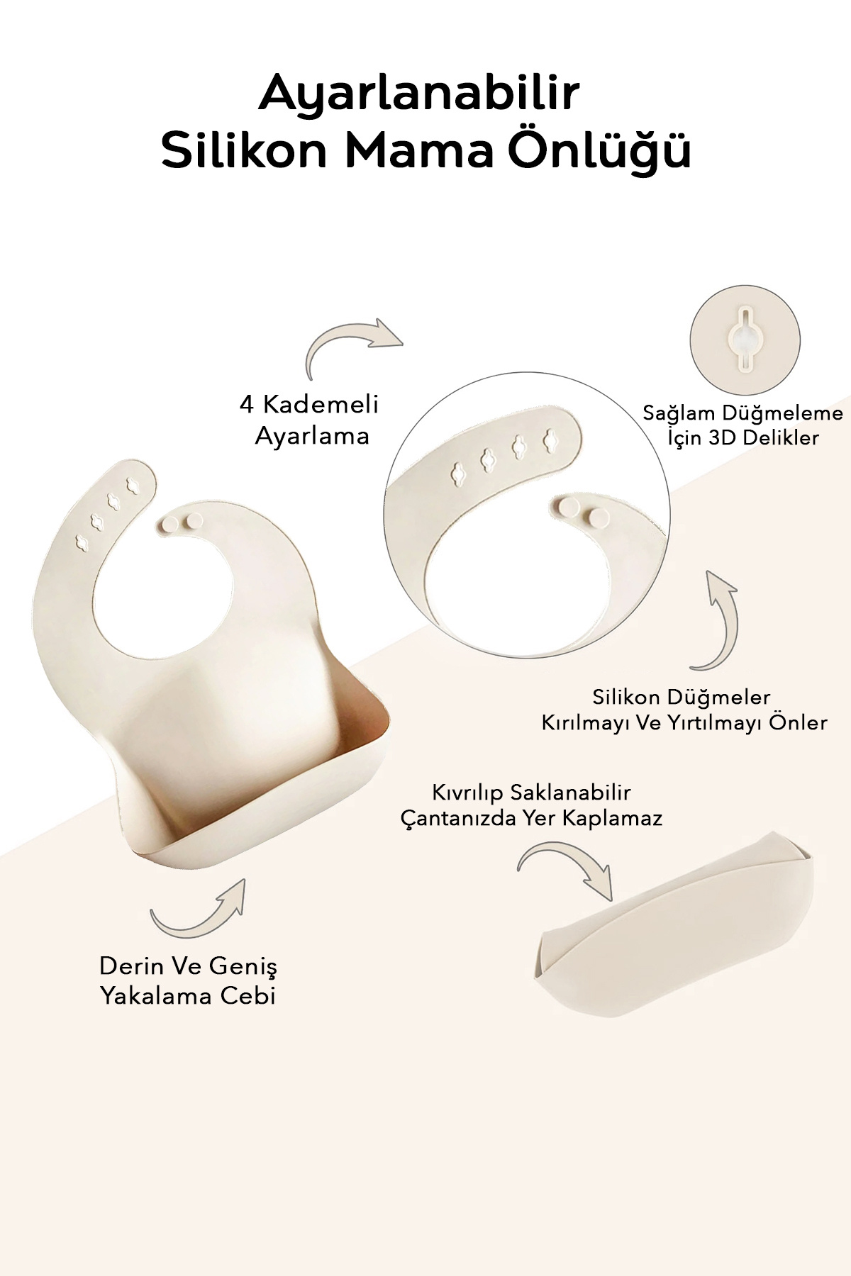 Meleni Baby 4'lü Silikon Beslenme Seti - Yapboz Puzzle Mama Tabağı Önlük Pipetli Bardak Diş Kaşıyıcı Kaşık Bej fotoğrafı 4 (önizleme)