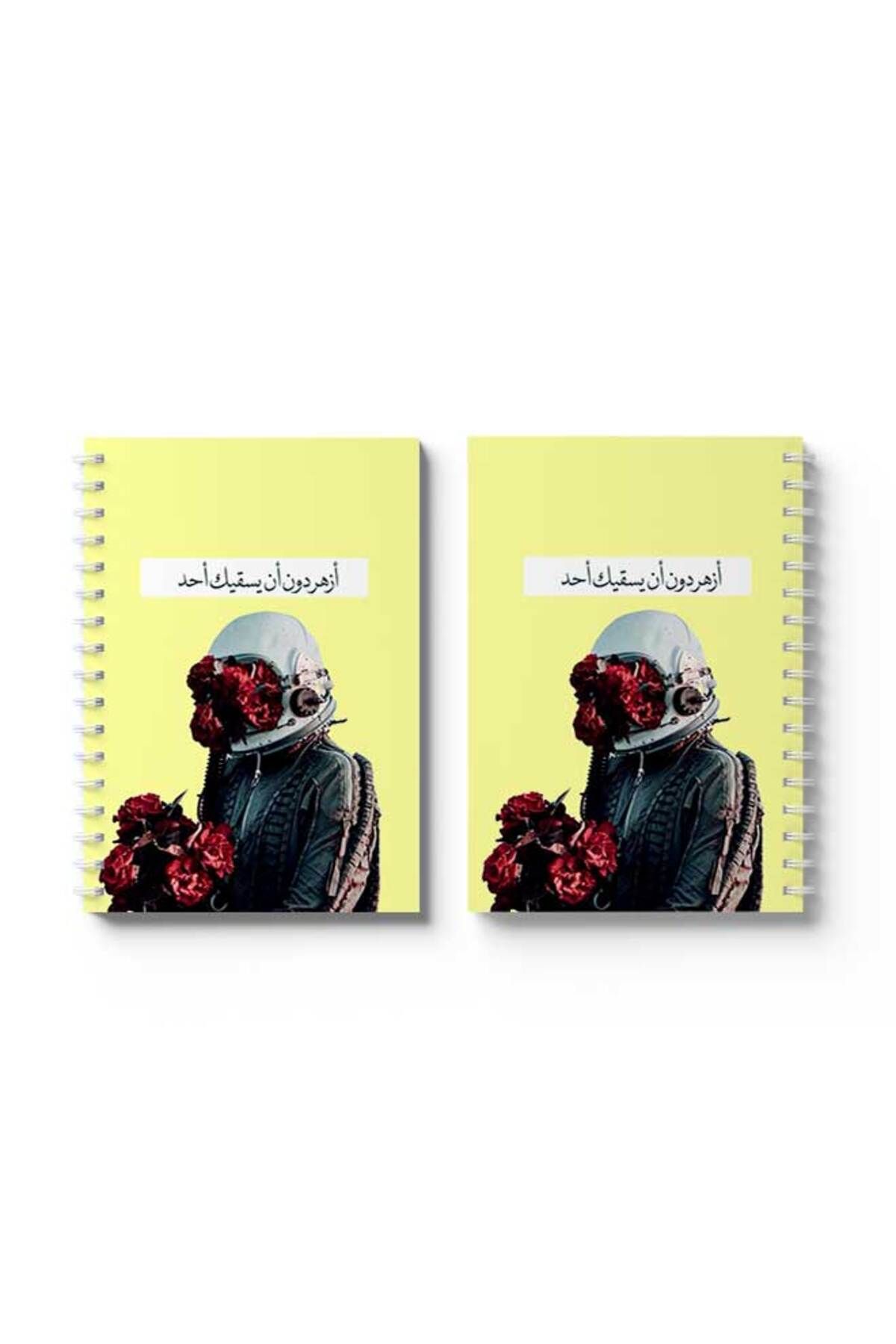 LOWHA-Spiral Notebook with Front and Back Hard Covers Featuring Astronaut with Flowers Design 4