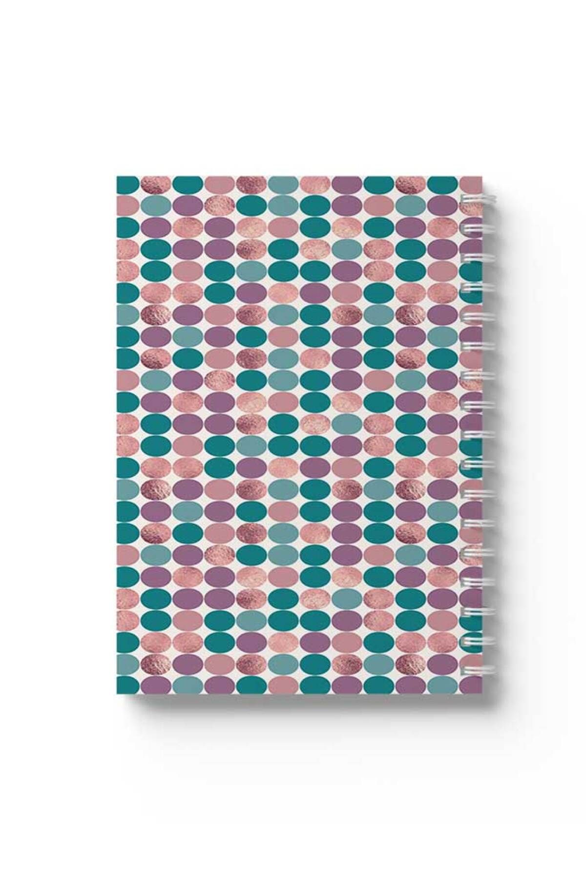 LOWHA-Spiral Notebook with Front and Back Hard Covers Featuring Colourful Circles Design 1