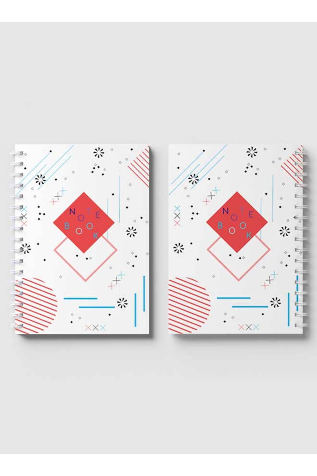 LOWHA-Spiral Notebook with Front and Back Hard Covers Featuring Retro Geometric Design 4
