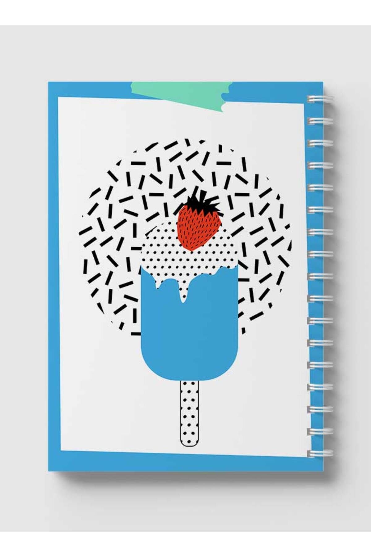 LOWHA-Spiral Notebook with Front and Back Hard Covers Featuring Ice Cream & Strawberry Design 5