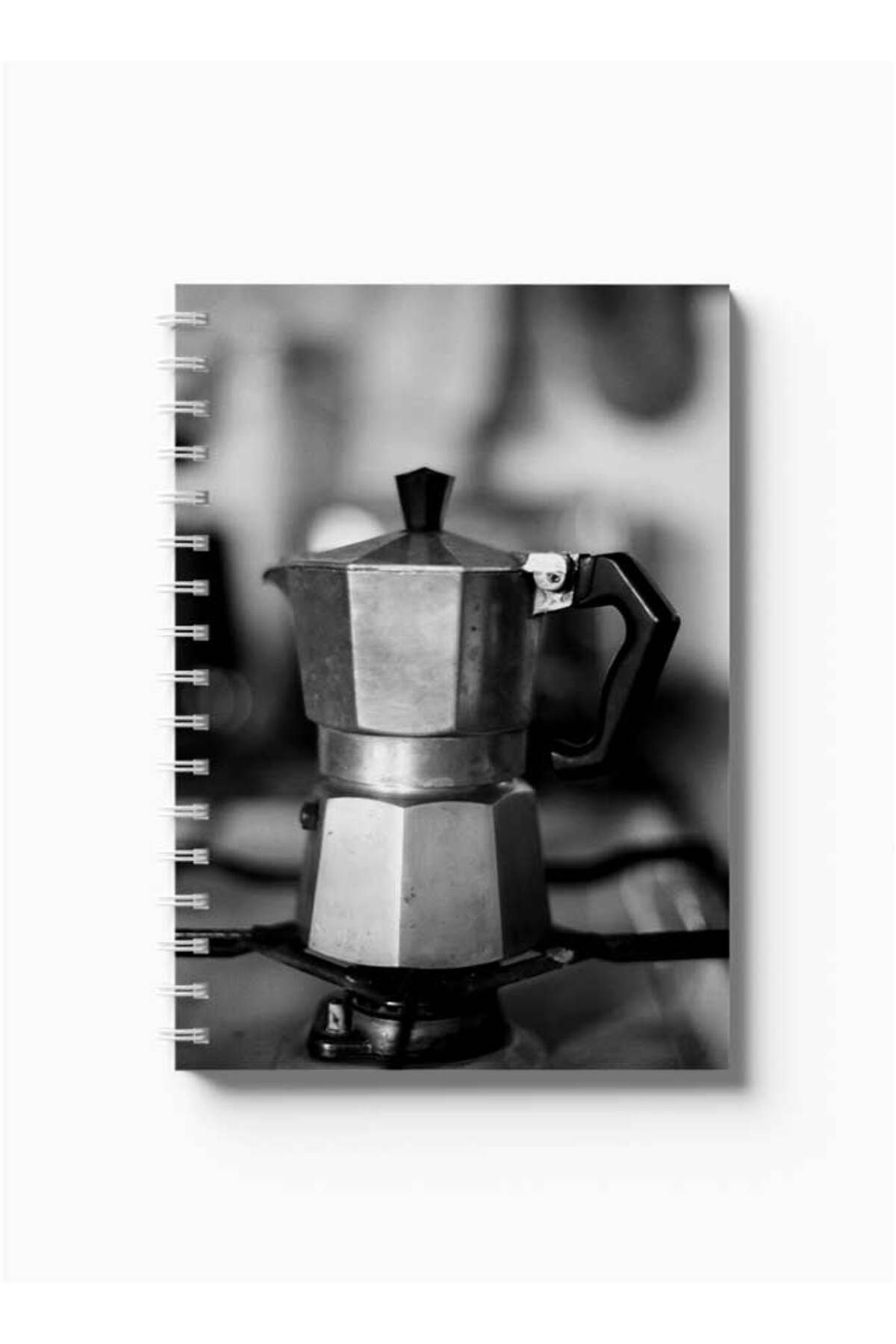 LOWHA-Spiral Notebook with Front and Back Hard Covers Featuring Mocha Pot Design 5