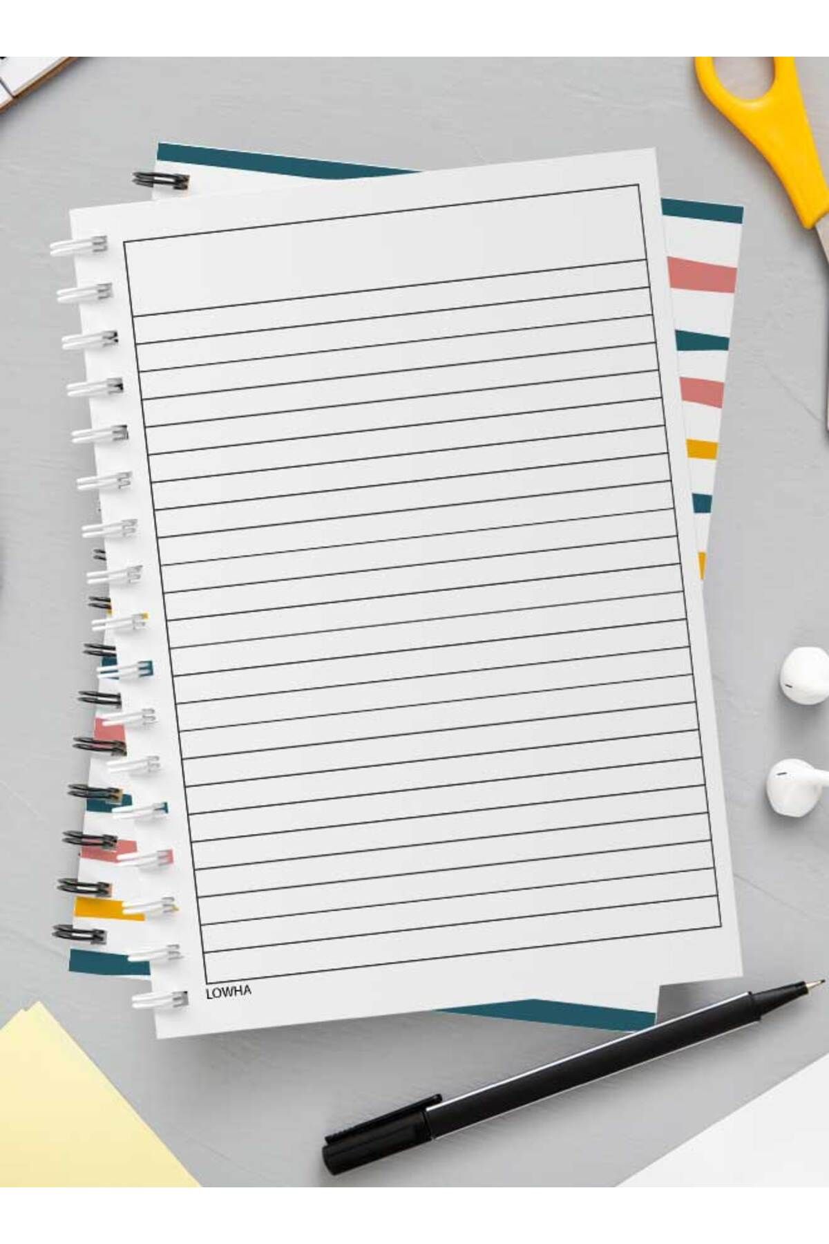 LOWHA-Spiral Notebook with Front and Back Hard Covers Featuring Colorful Striped Design 3