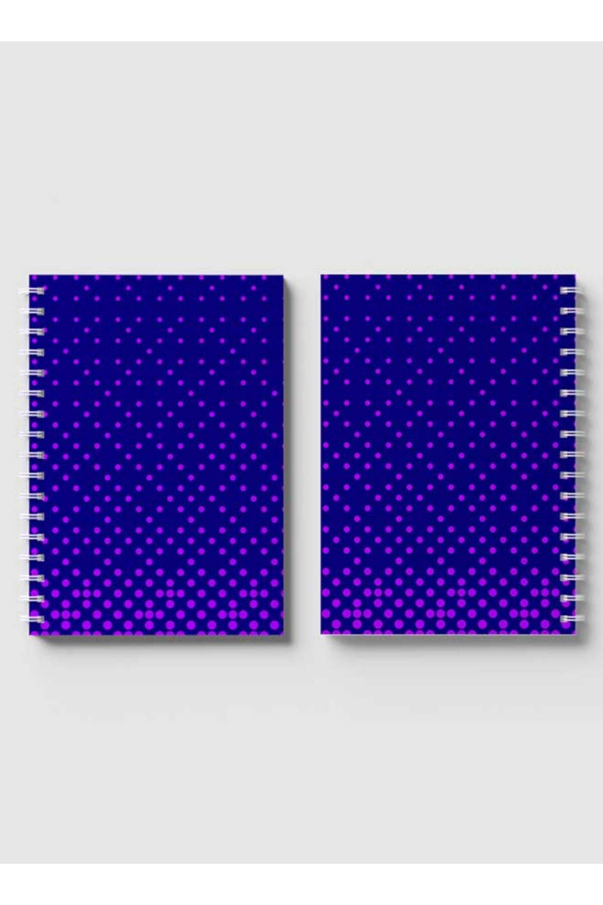 LOWHA-Spiral Notebook with Front and Back Hard Covers Featuring Circular Halftone Purple Design 4