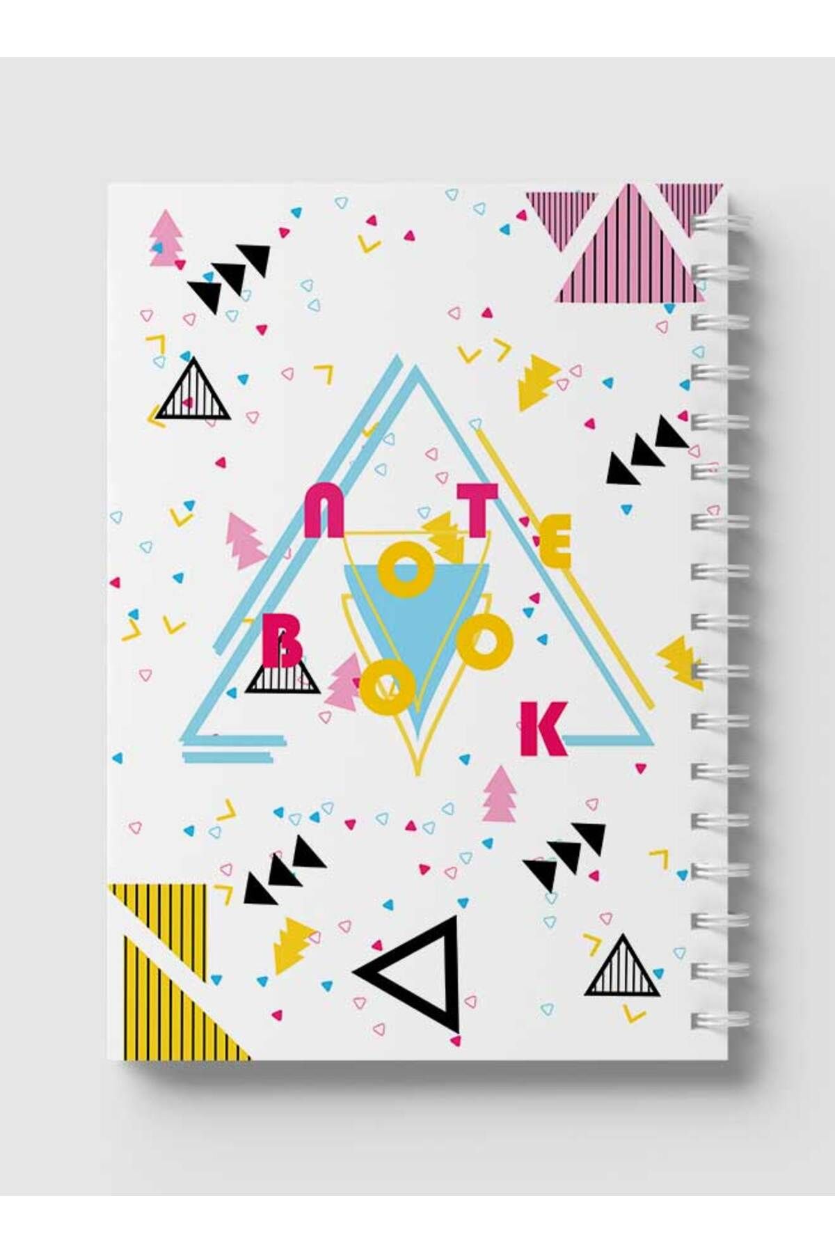 LOWHA-Spiral Notebook with Front and Back Hard Covers Featuring Retro Geometric Design 5