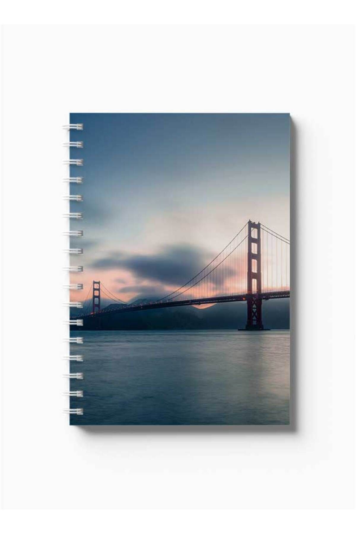 LOWHA-Spiral Notebook with Front and Back Hard Covers Featuring Golden Gate Bridge Design 5