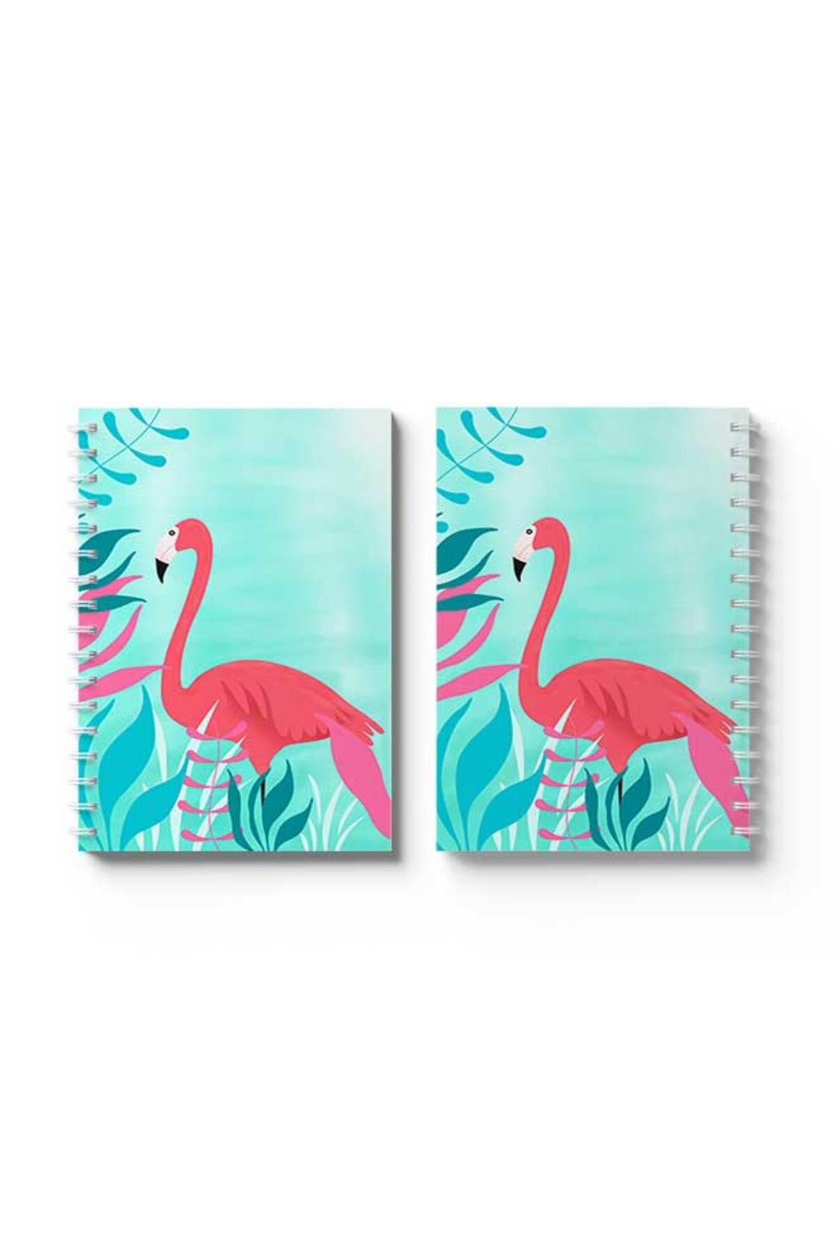 LOWHA-Spiral Notebook with Front and Back Hard Covers Featuring Flamingo Design 4