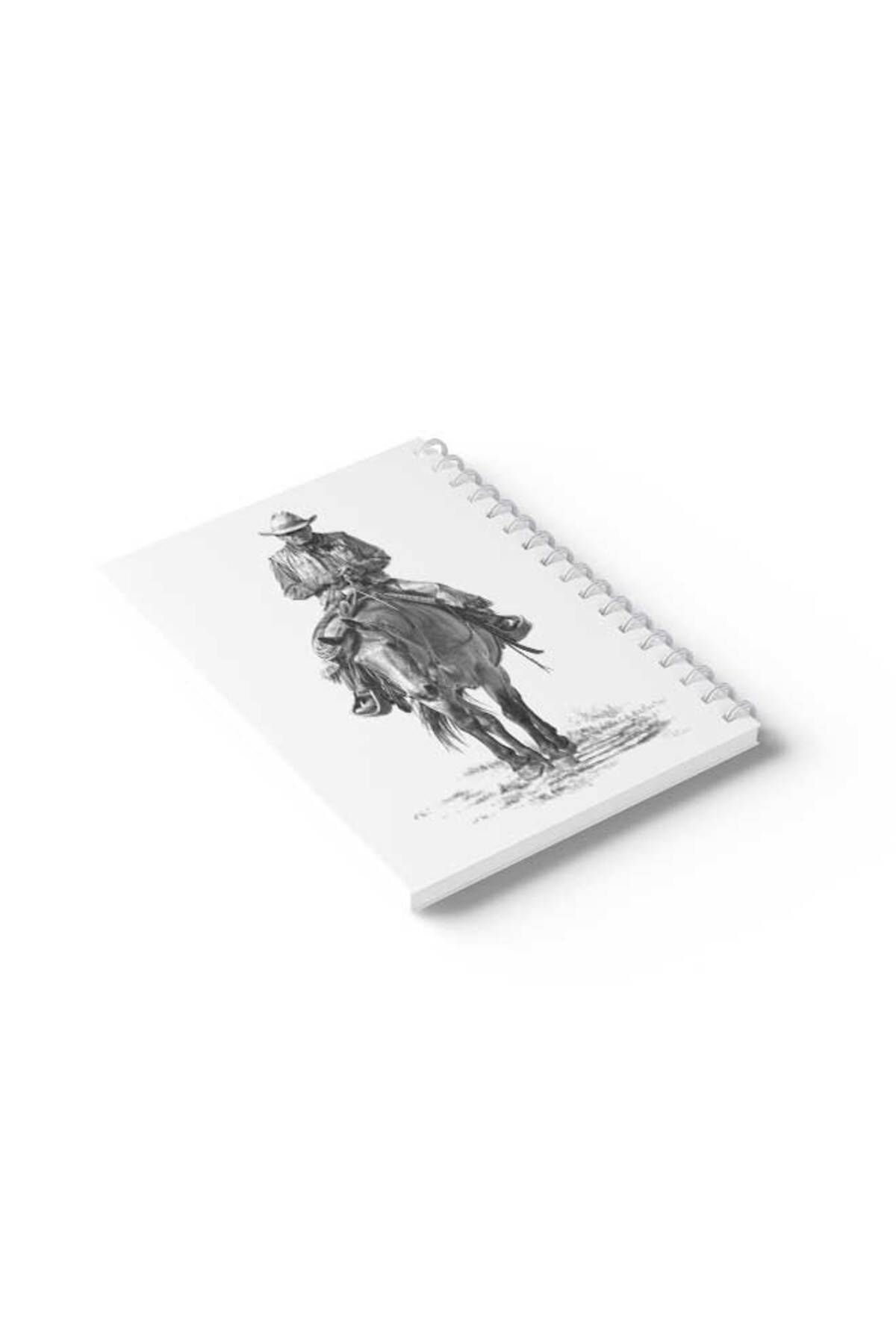 LOWHA-Spiral Notebook with Front and Back Hard Covers Featuring Man with Horse Design 6