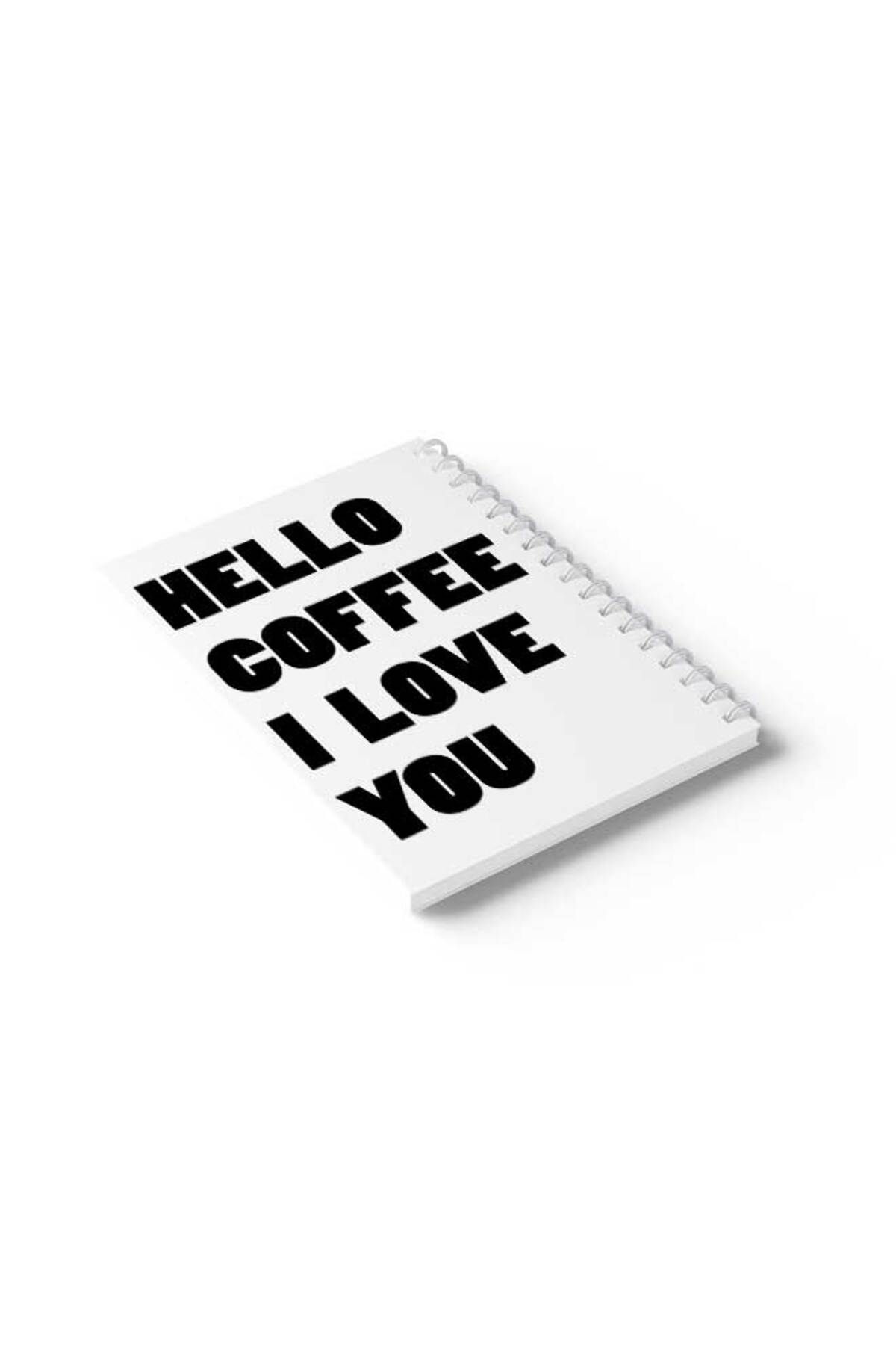 LOWHA-Spiral Notebook with Front and Back Hard Covers Featuring Hello Coffee Design 6
