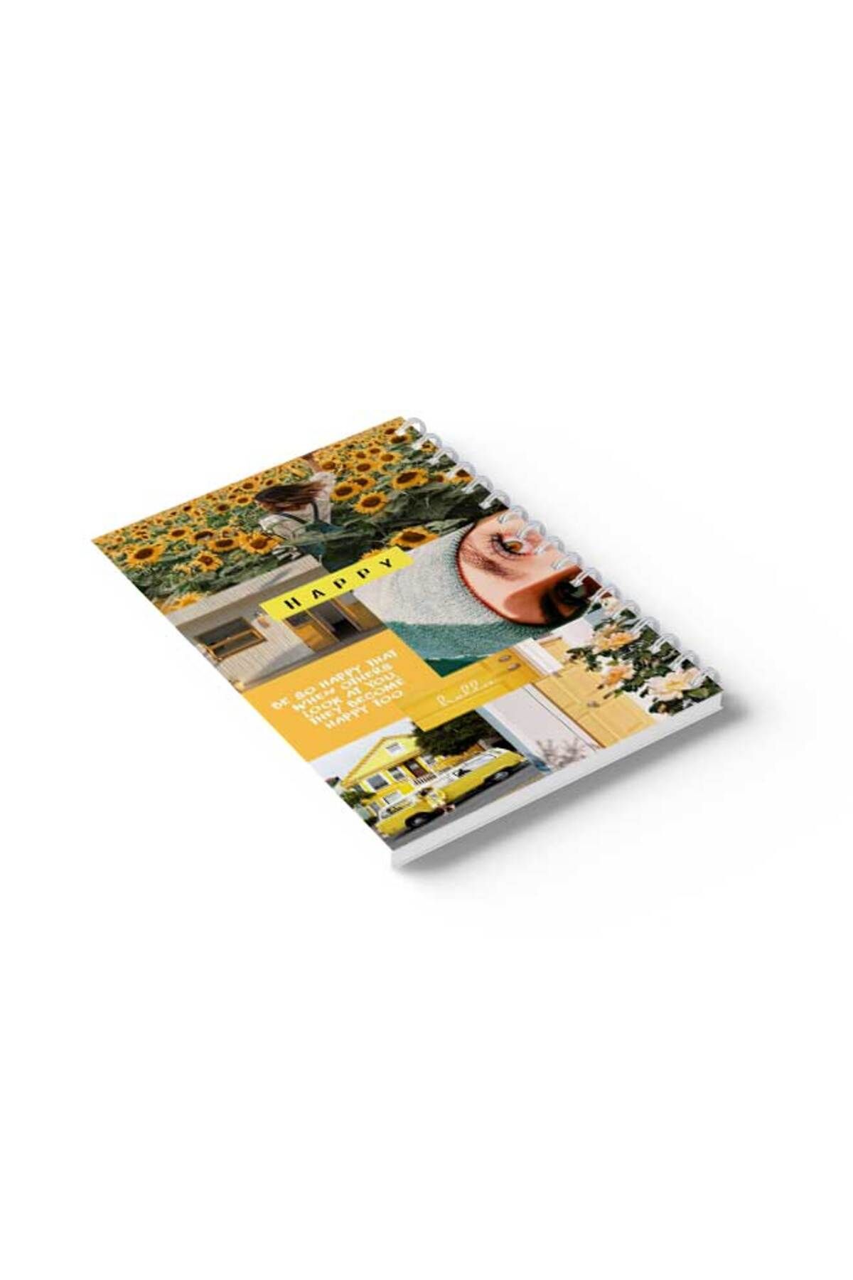 LOWHA-Spiral Notebook with Front and Back Hard Covers Featuring Happy Design 6