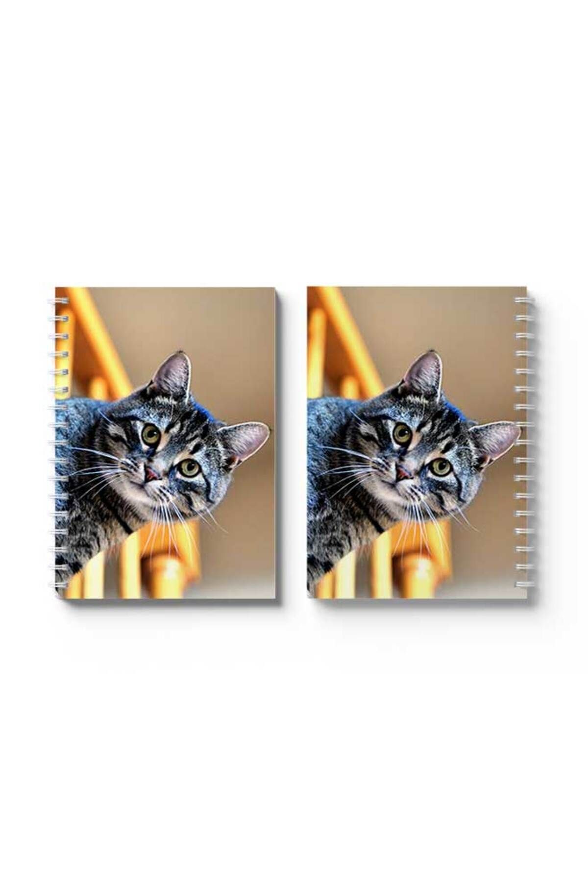 LOWHA-Spiral Notebook with Front and Back Hard Covers Featuring Cat Design 4