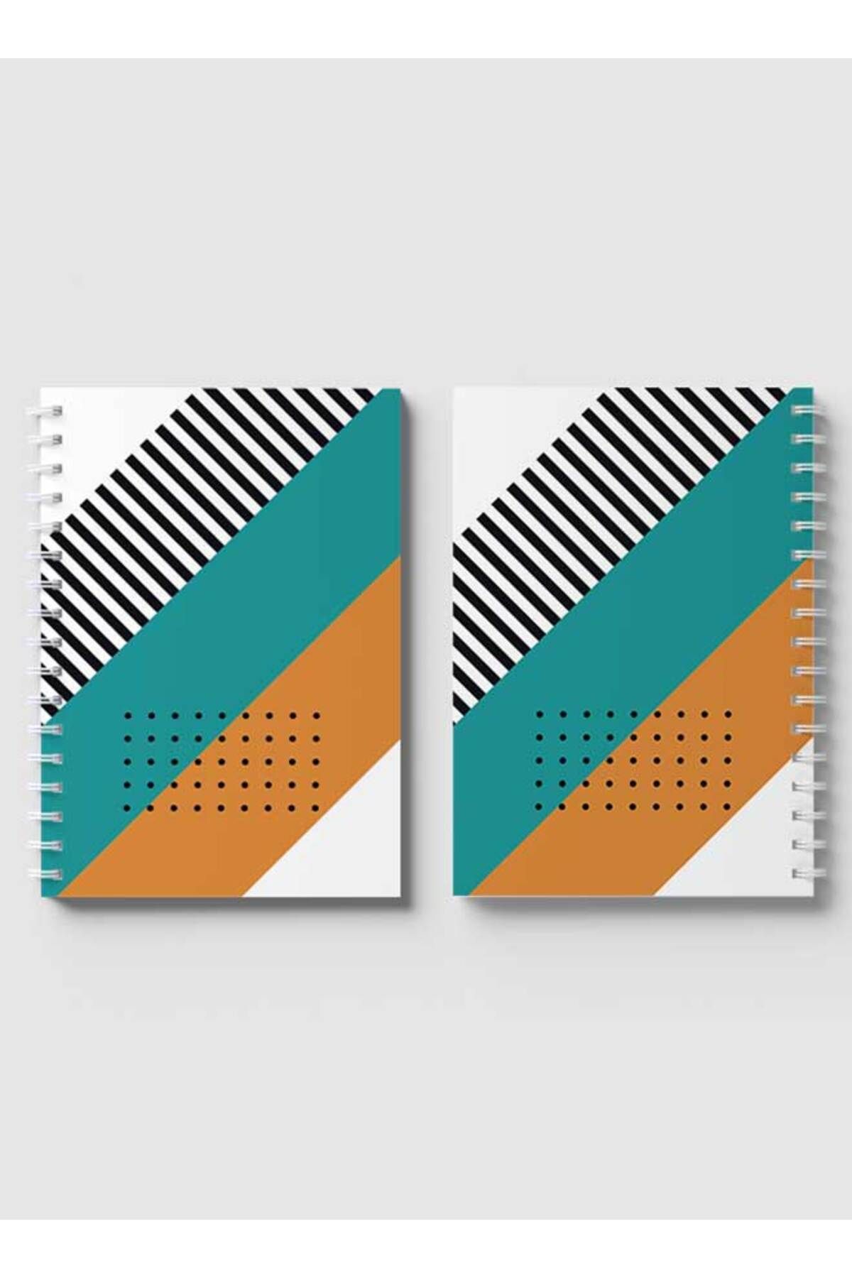 LOWHA-Spiral Notebook with Front and Back Hard Covers Featuring Abstract Stripes Design 4