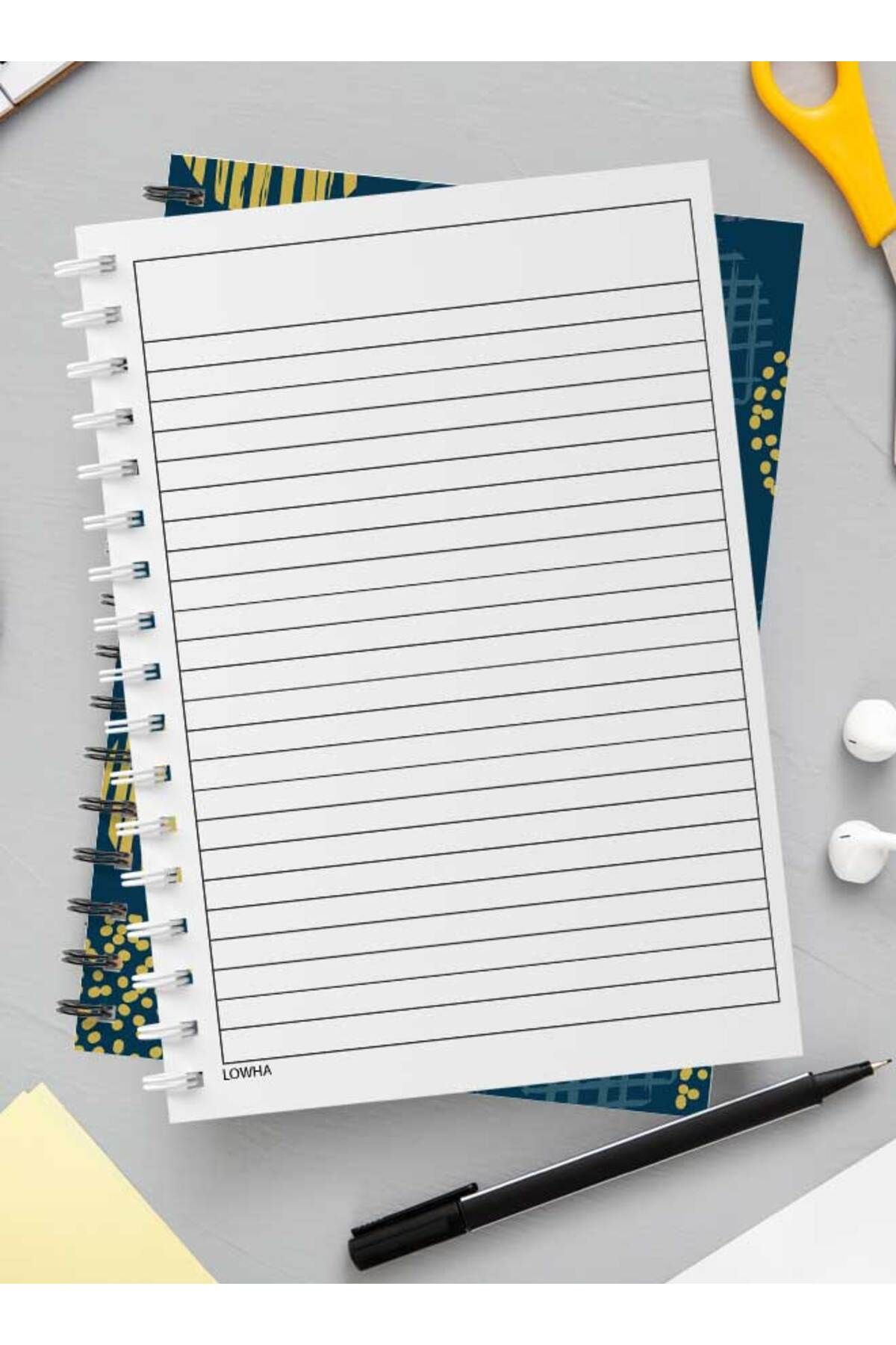 LOWHA-Spiral Notebook with Front and Back Hard Covers Featuring Cover with Circles- Design 3