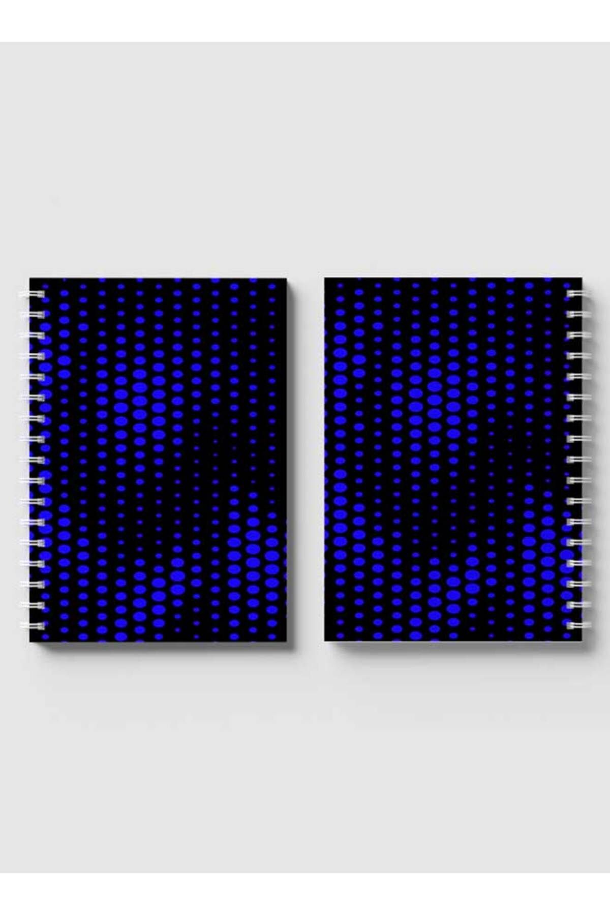 LOWHA-Spiral Notebook with Front and Back Hard Covers Featuring Swirl Halftone Blue Design 4