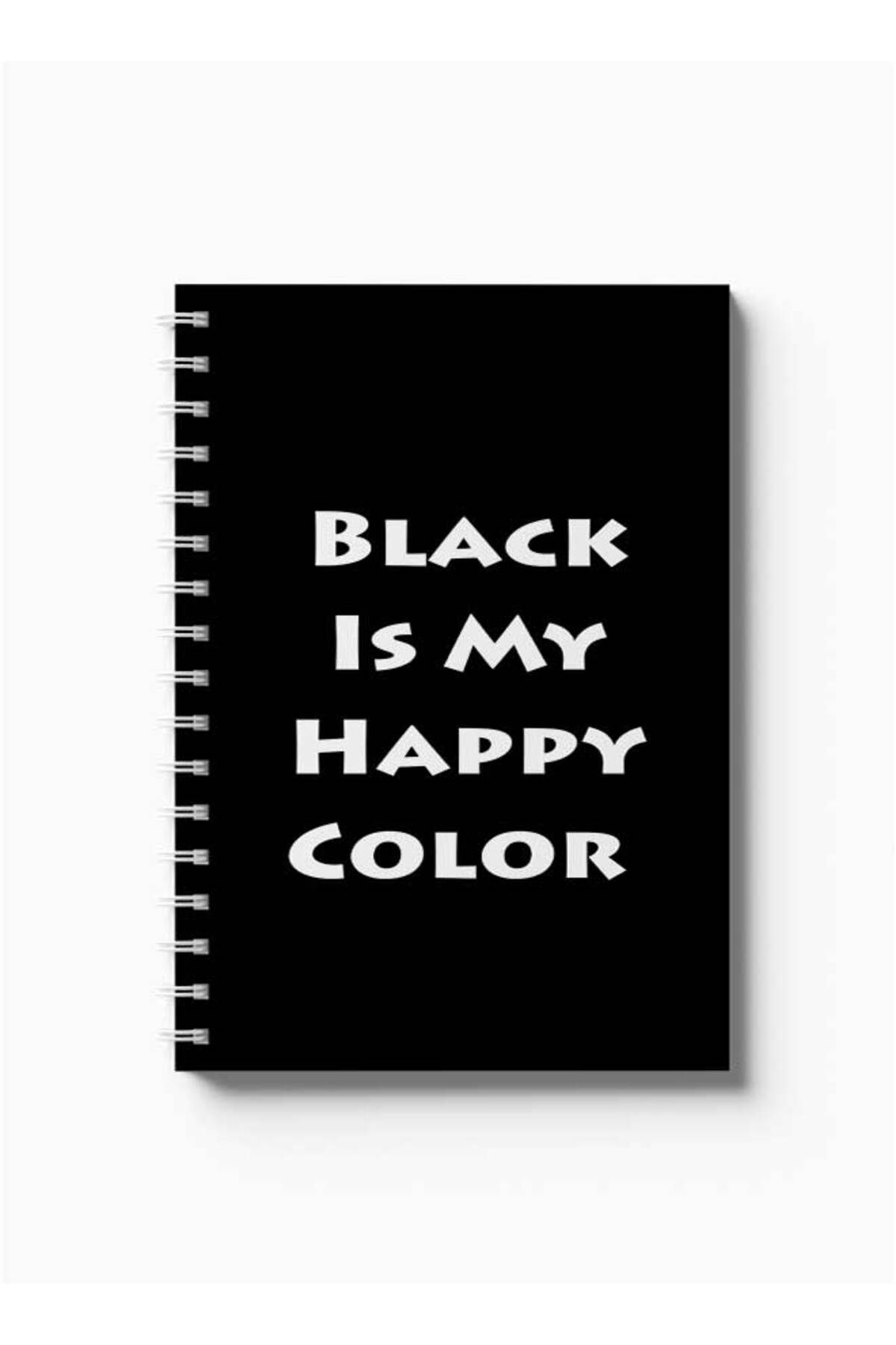 LOWHA-Spiral Notebook with Front and Back Hard Covers Featuring Black Is My Happy Colour Design 5