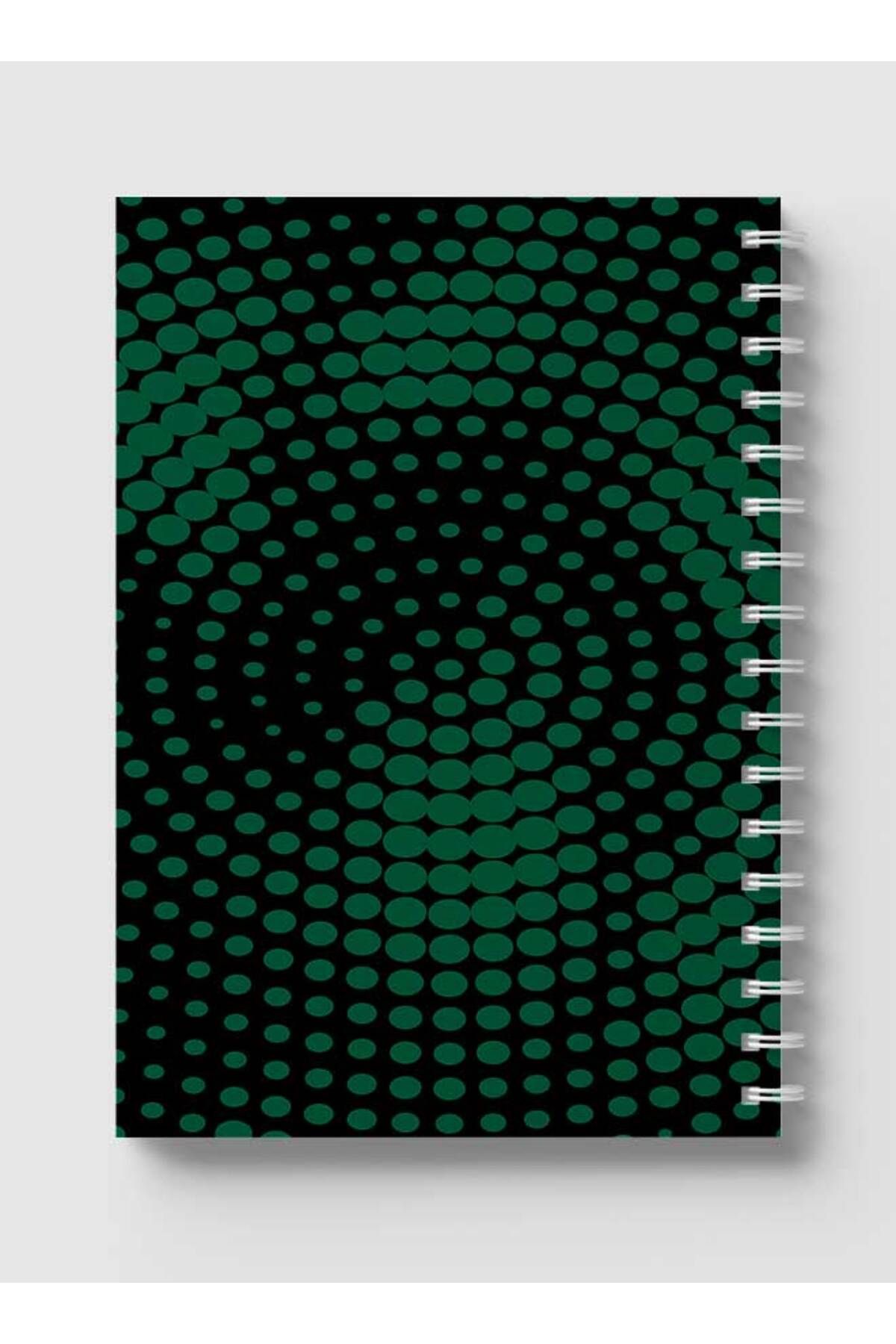 LOWHA-Spiral Notebook with Front and Back Hard Covers Featuring Swirl Halftone Green Design 5