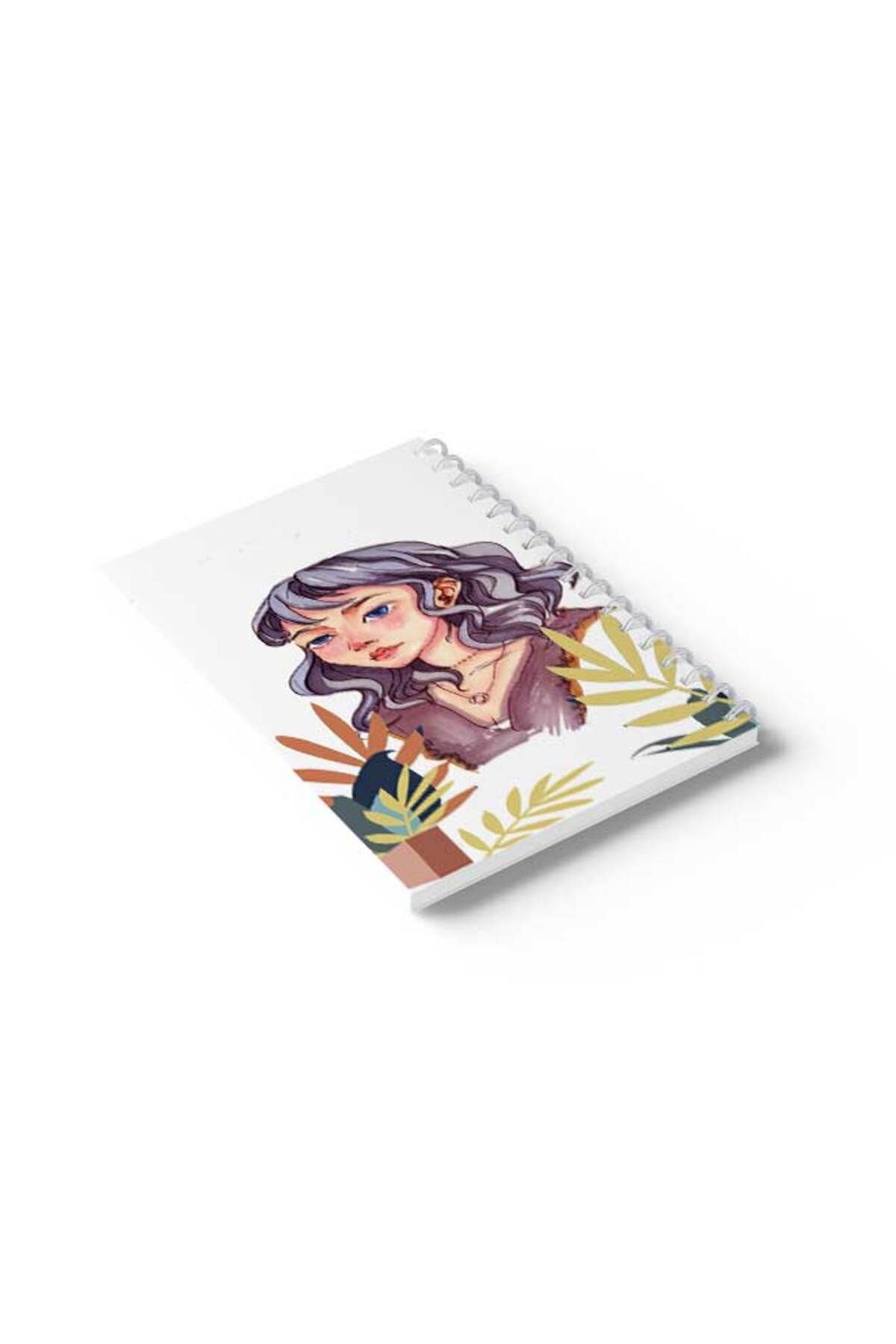 LOWHA-Spiral Notebook with Front and Back Hard Covers Featuring Painted Girl Design 6