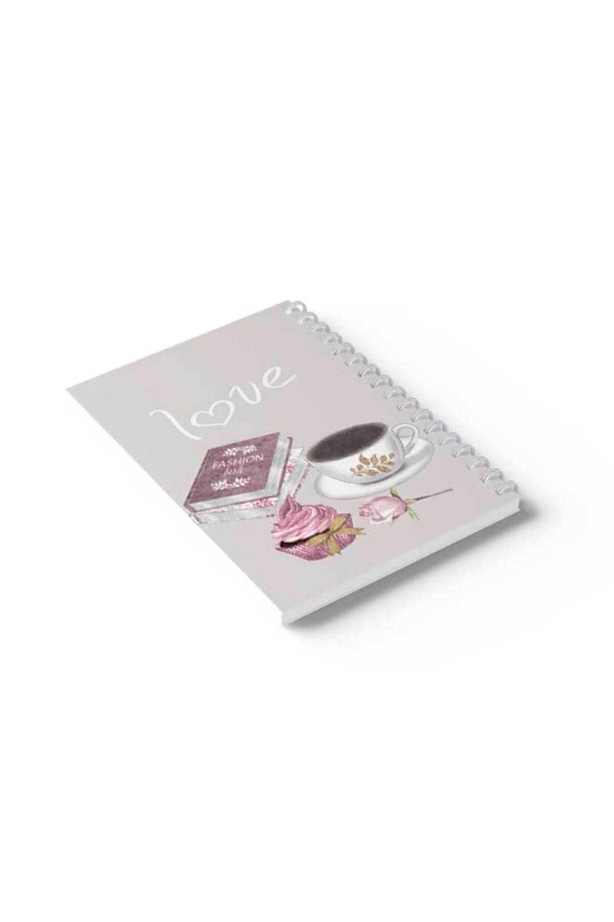 LOWHA-Spiral Notebook with Front and Back Hard Covers Featuring Love with Coffe And Cake Design 6