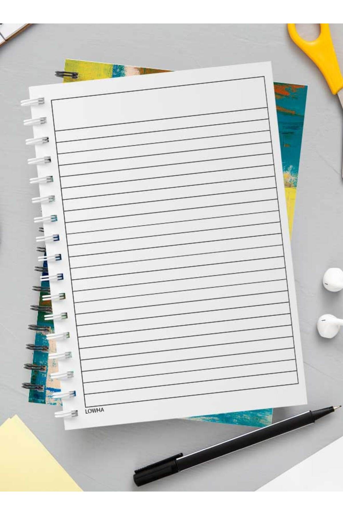 LOWHA-Spiral Notebook with Front and Back Hard Covers Featuring Mixed Hand Paint Design 3