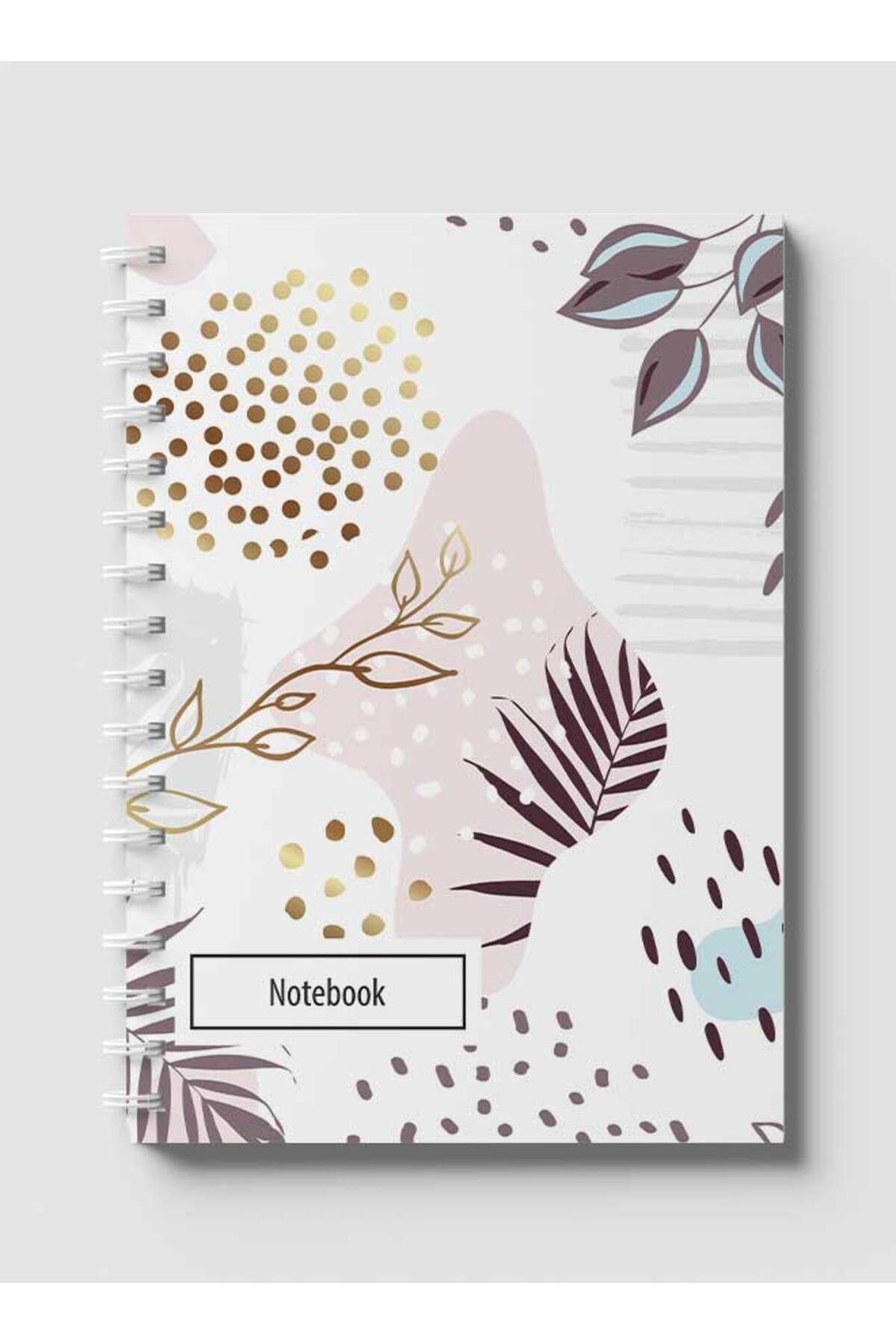 LOWHA-Spiral Notebook with Front and Back Hard Covers Featuring Abstract Floral Design 1