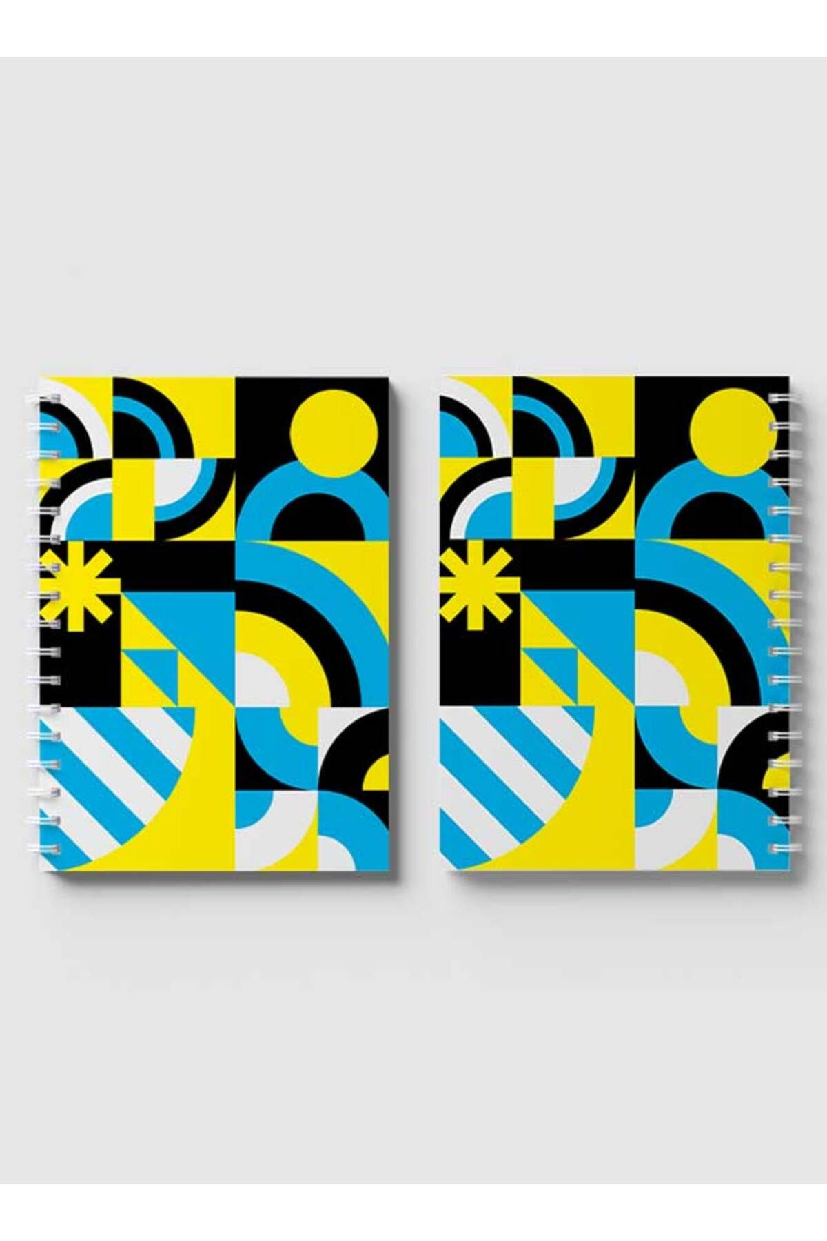 LOWHA-Spiral Notebook with Front and Back Hard Covers Featuring Graphic Geometric Circles Design 4