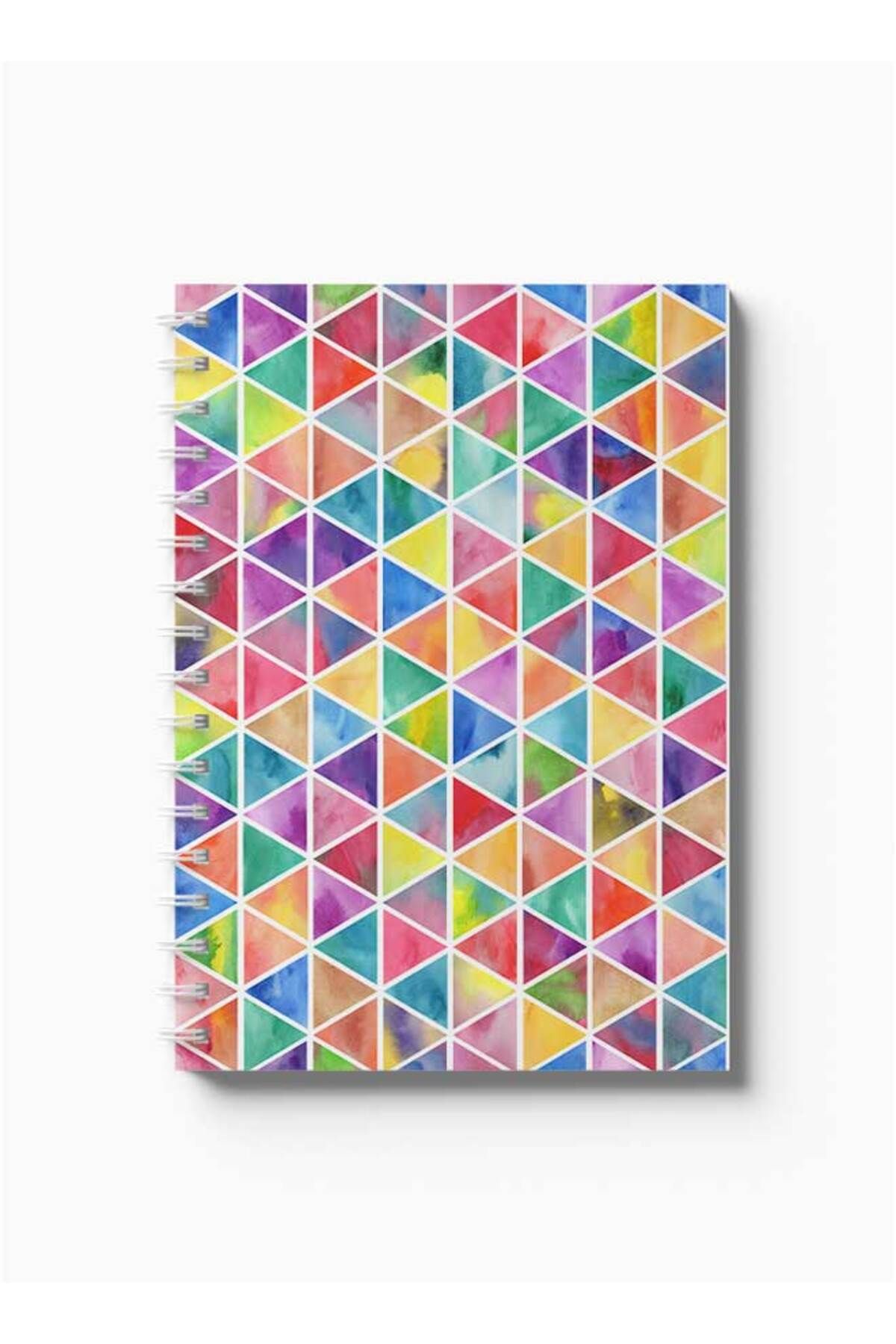 LOWHA-Spiral Notebook with Front and Back Hard Covers Featuring Colourful Triangles Design 5