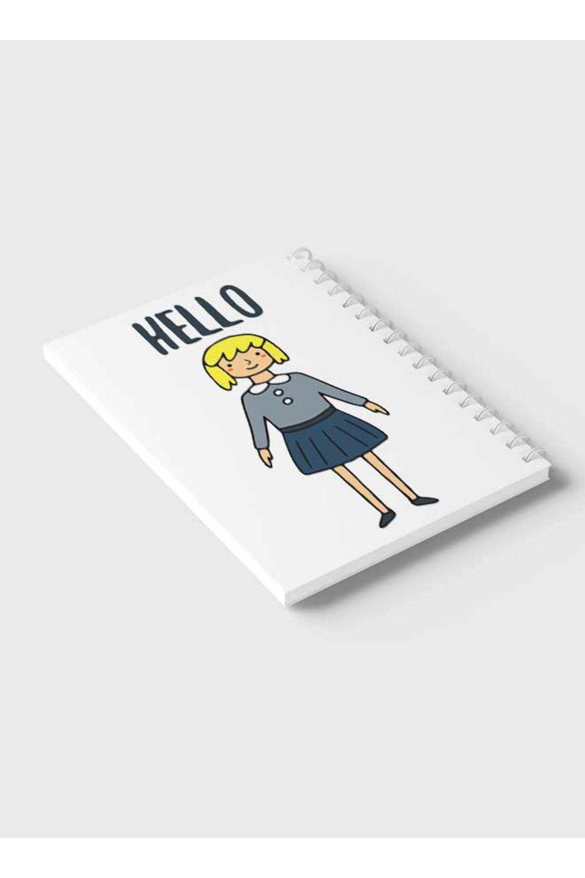 LOWHA-Spiral Notebook with Front and Back Hard Covers Featuring Hello Girl in Uniform Design 6
