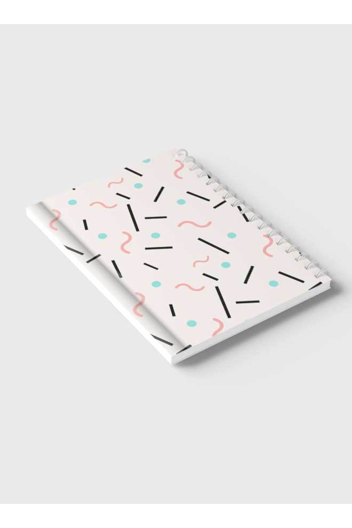 LOWHA-Spiral Notebook with Front and Back Hard Covers Featuring Memphis Abstract Shapes Design 6