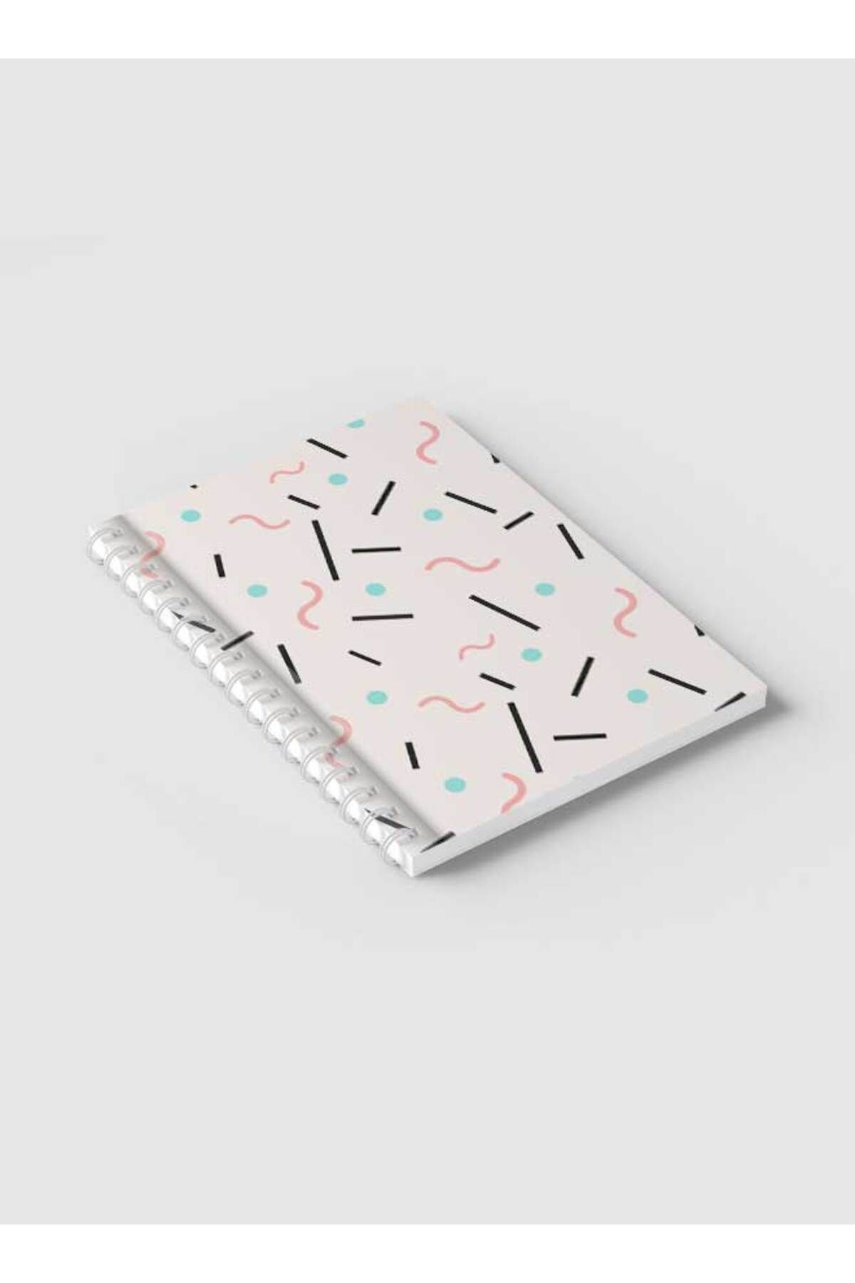 LOWHA-Spiral Notebook with Front and Back Hard Covers Featuring Memphis Abstract Shapes Design 2