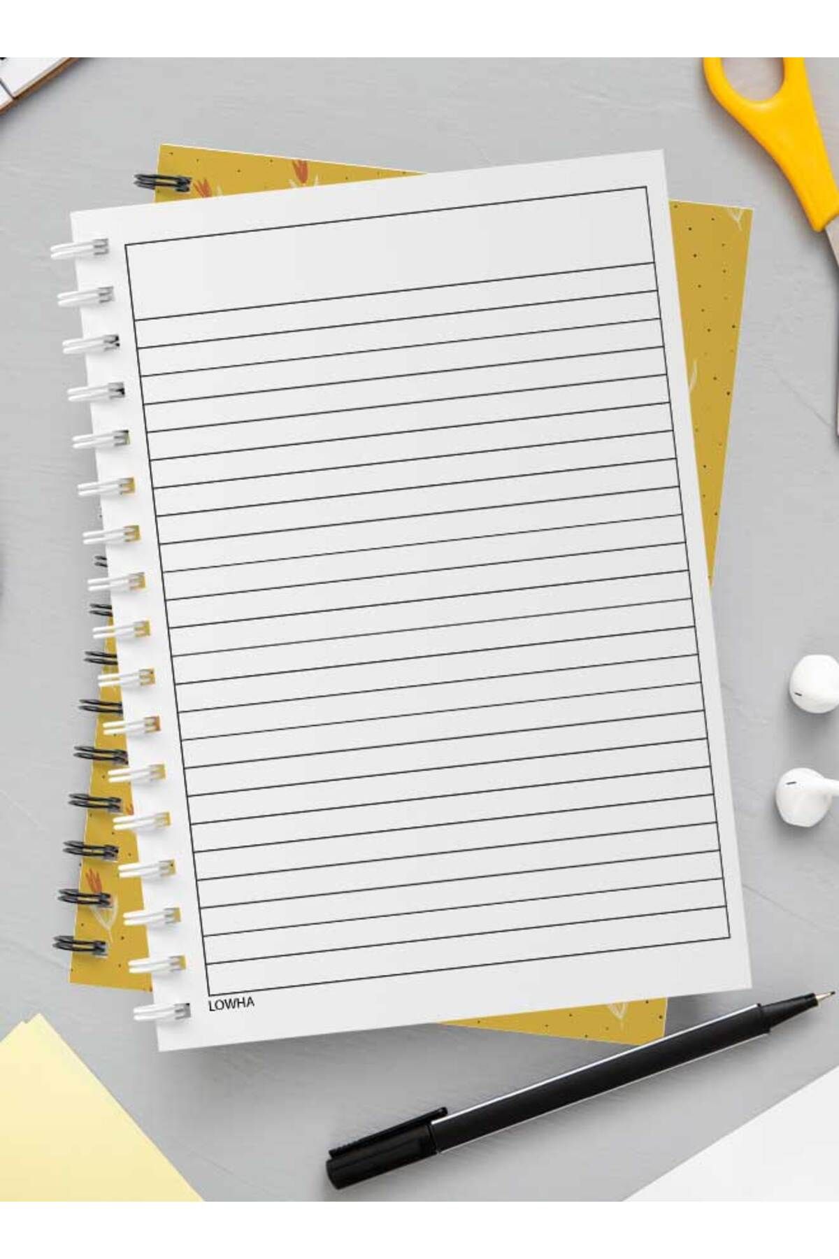 LOWHA-Spiral Notebook with Front and Back Hard Covers Featuring Abstract Floral Design 3