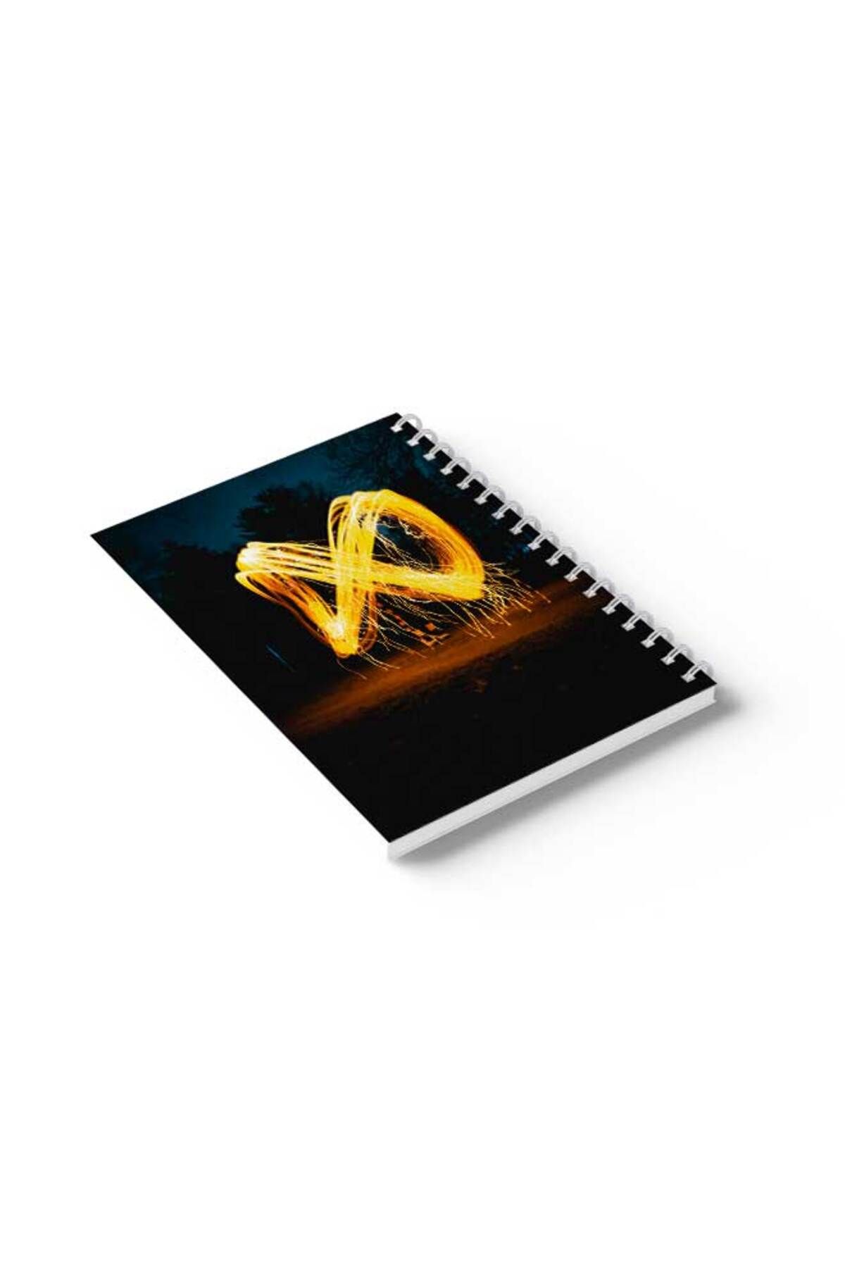 LOWHA-Spiral Notebook with Front and Back Hard Covers Featuring FireWorks Design 6