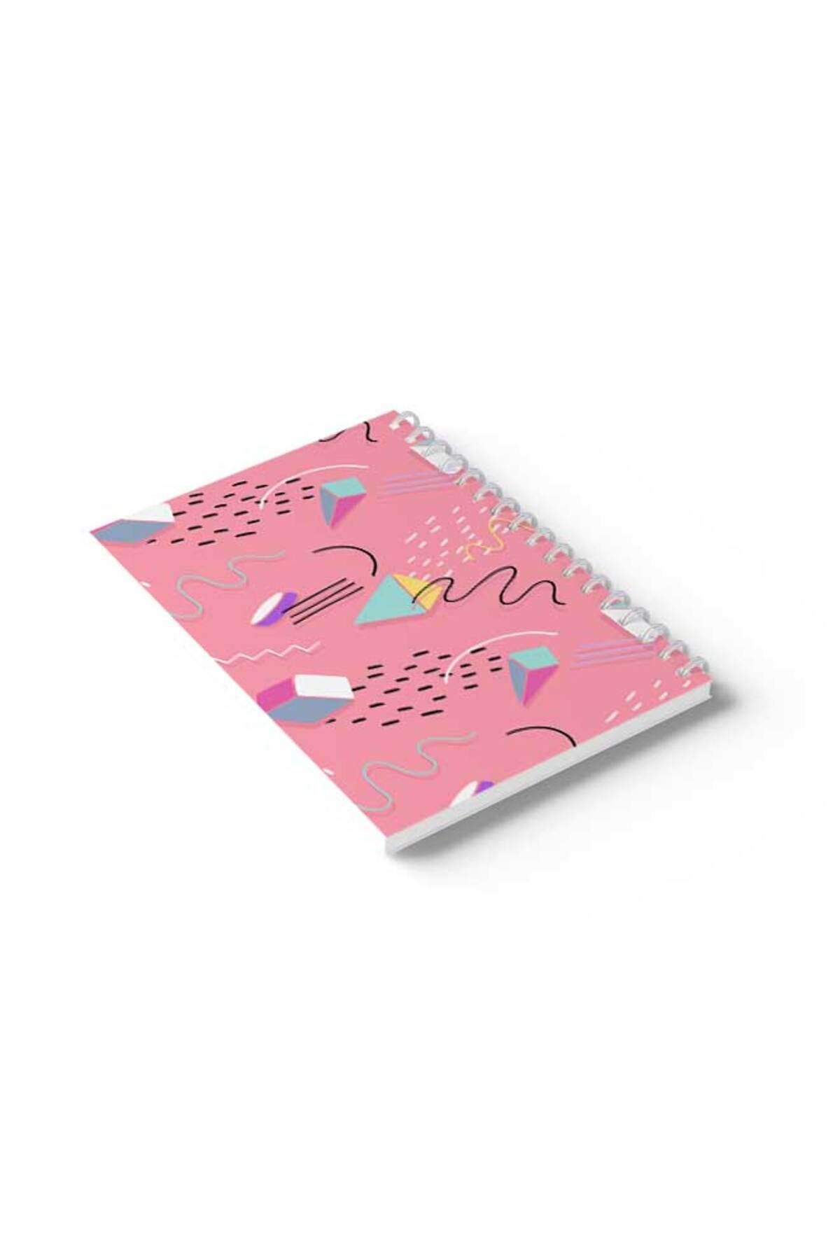 LOWHA-Spiral Notebook with Front and Back Hard Covers Featuring Colourful Shapes Design 6