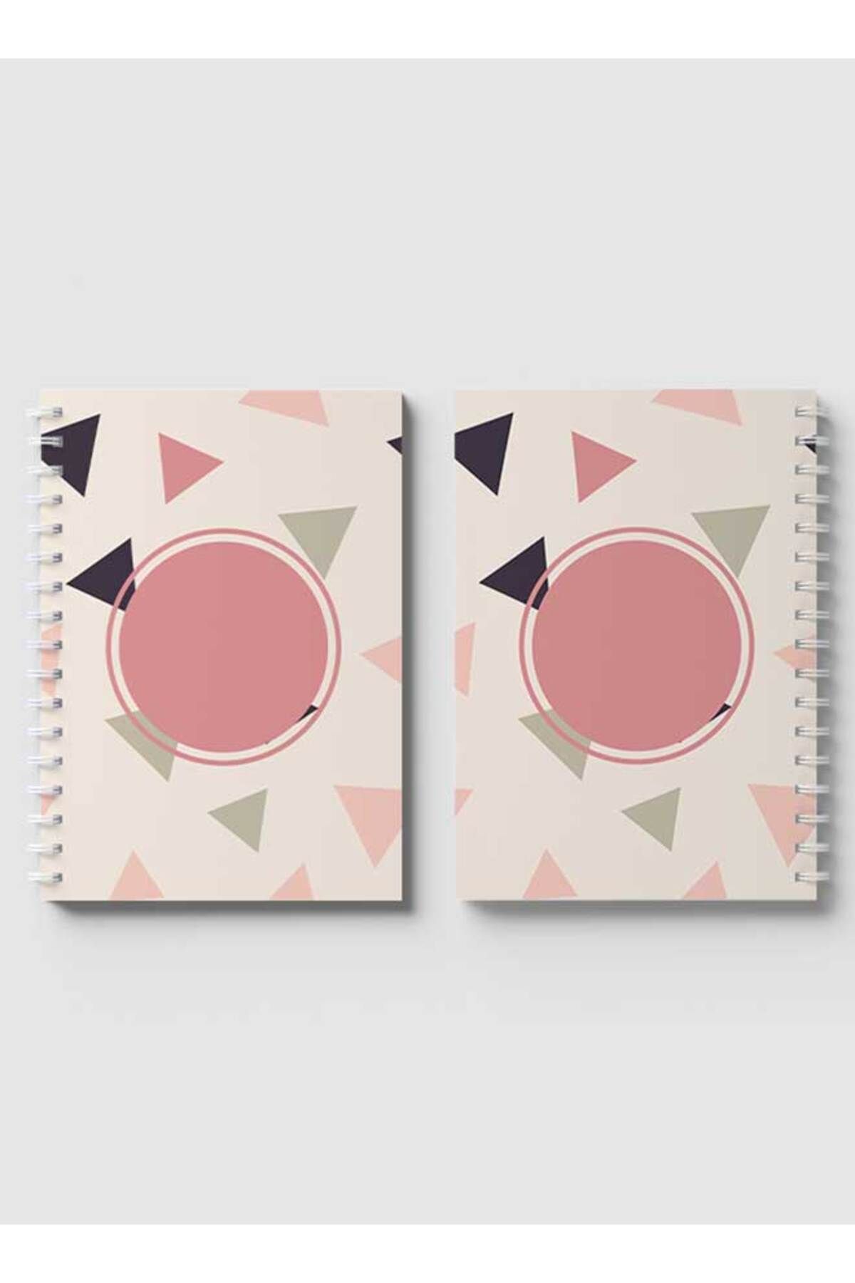 LOWHA-Spiral Notebook with Front and Back Hard Covers Featuring Graphic Triangles Design 4