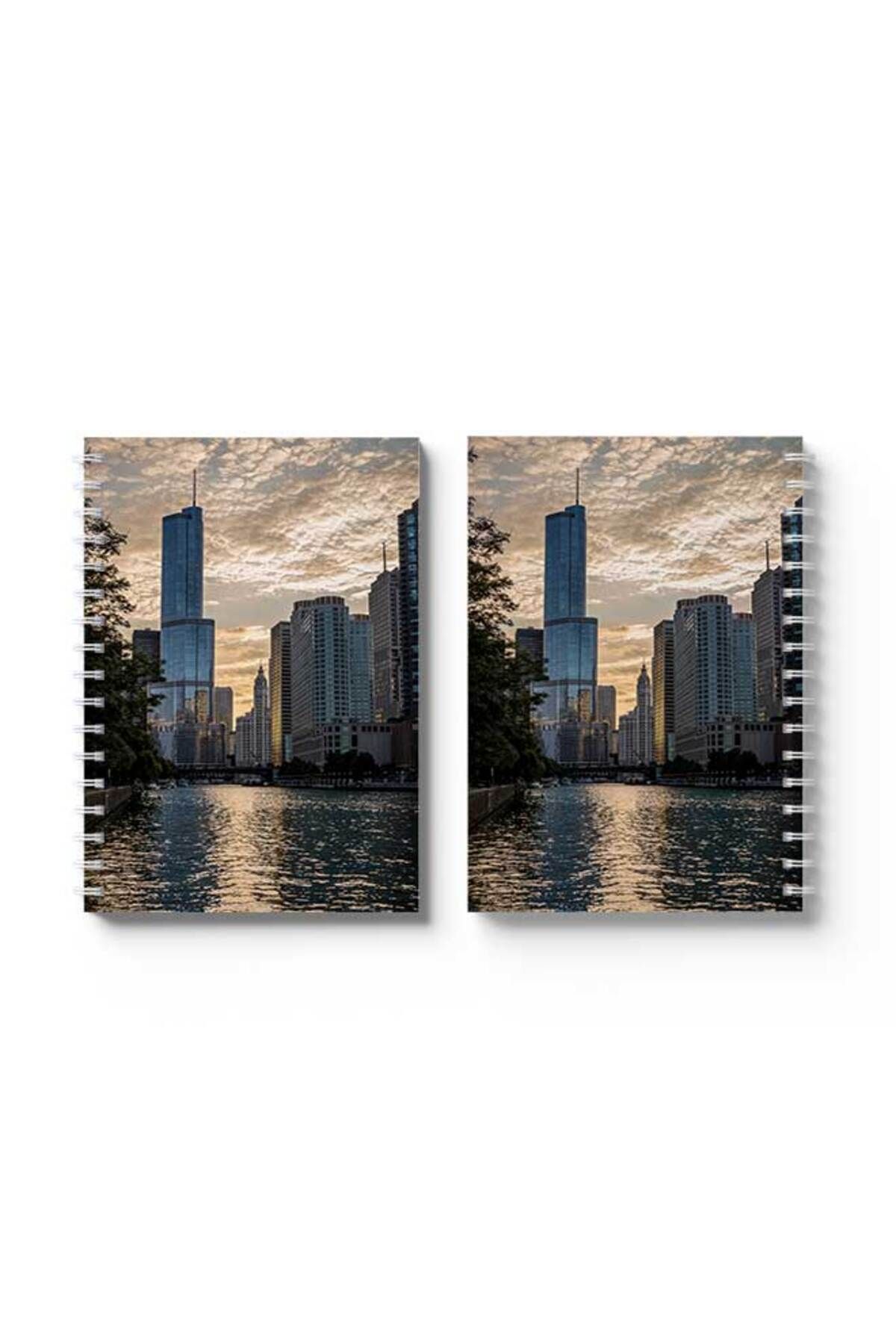 LOWHA-Spiral Notebook with Front and Back Hard Covers Featuring Part of the City Design 4