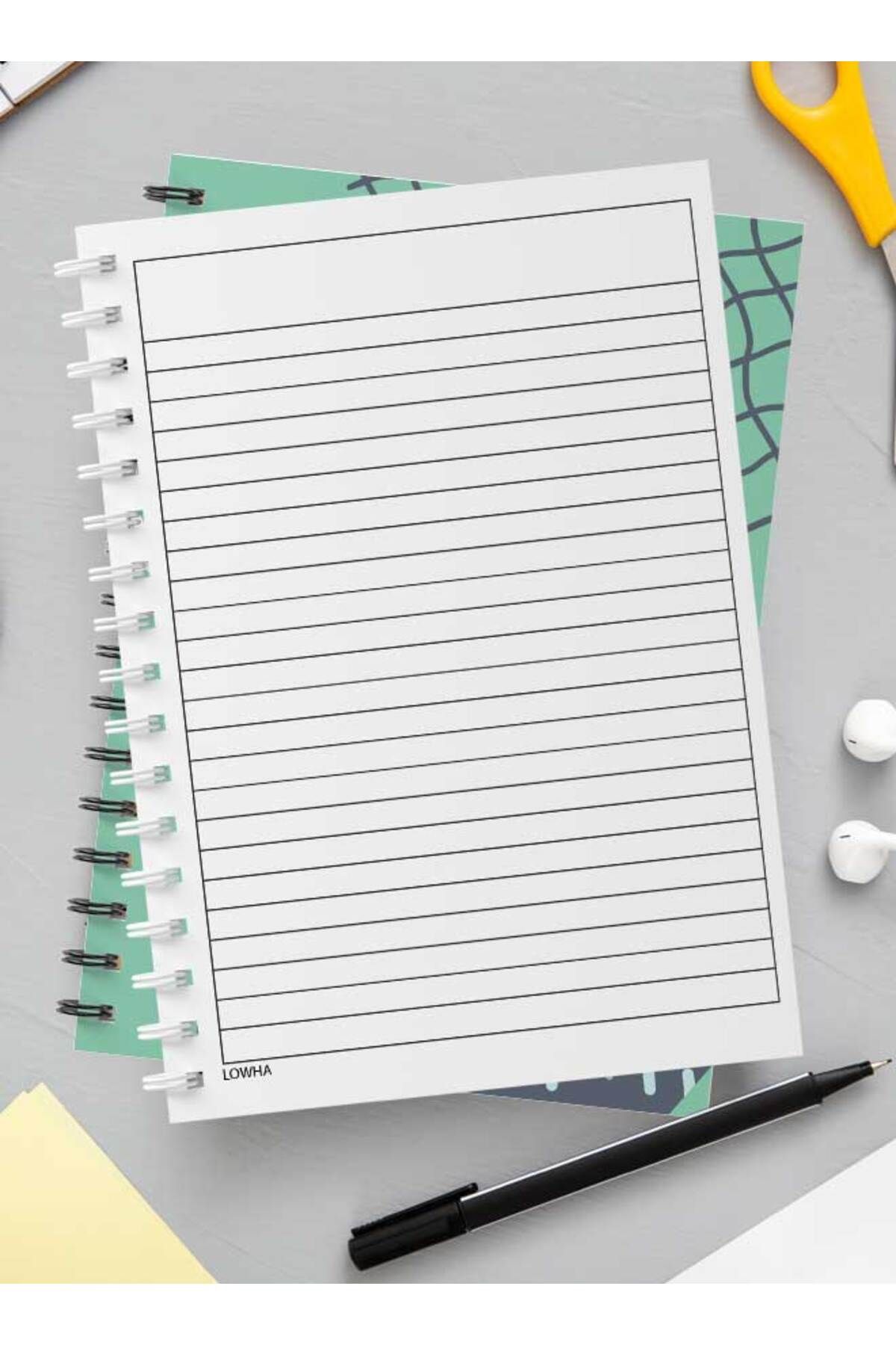 LOWHA-Spiral Notebook with Front and Back Hard Covers Featuring Ocean Abstract Design 3