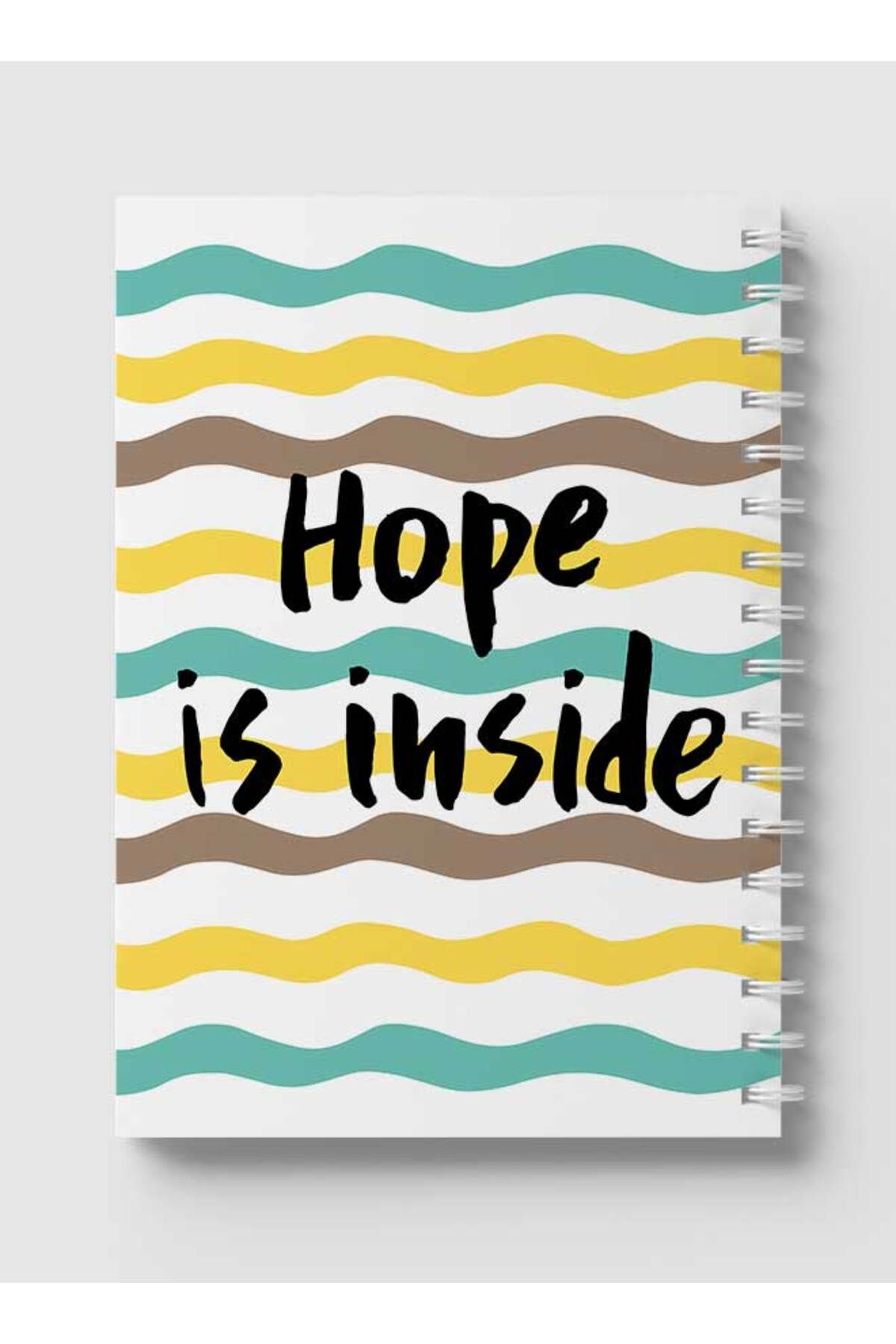 LOWHA-Spiral Notebook with Front and Back Hard Covers Featuring Hope is Inside Doodle Lines Design 5