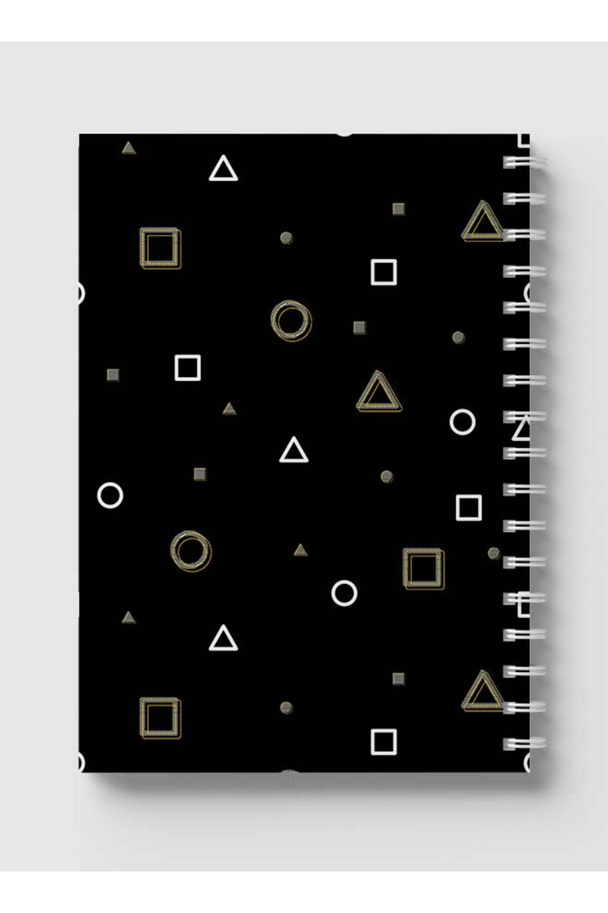 LOWHA-Spiral Notebook with Front and Back Hard Covers Featuring Squid Game Shapes Design 5