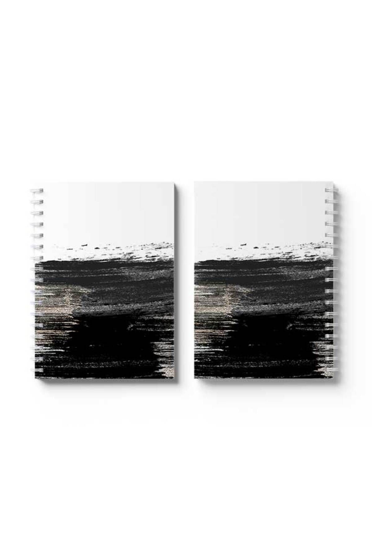 LOWHA-Spiral Notebook with Front and Back Hard Covers Featuring Black Paint Design 4