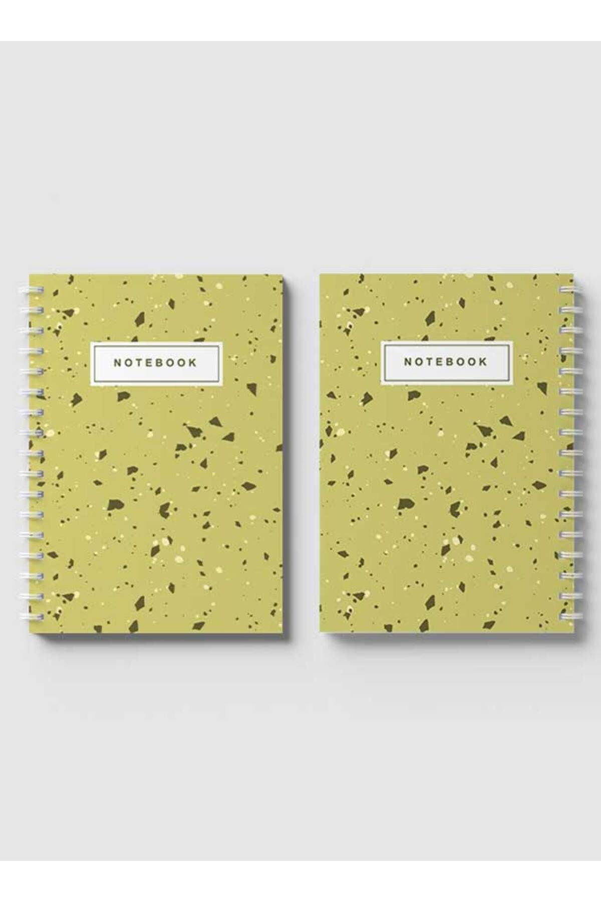 LOWHA-Spiral Notebook with Front and Back Hard Covers Featuring Terrazzo Abstract Design 4