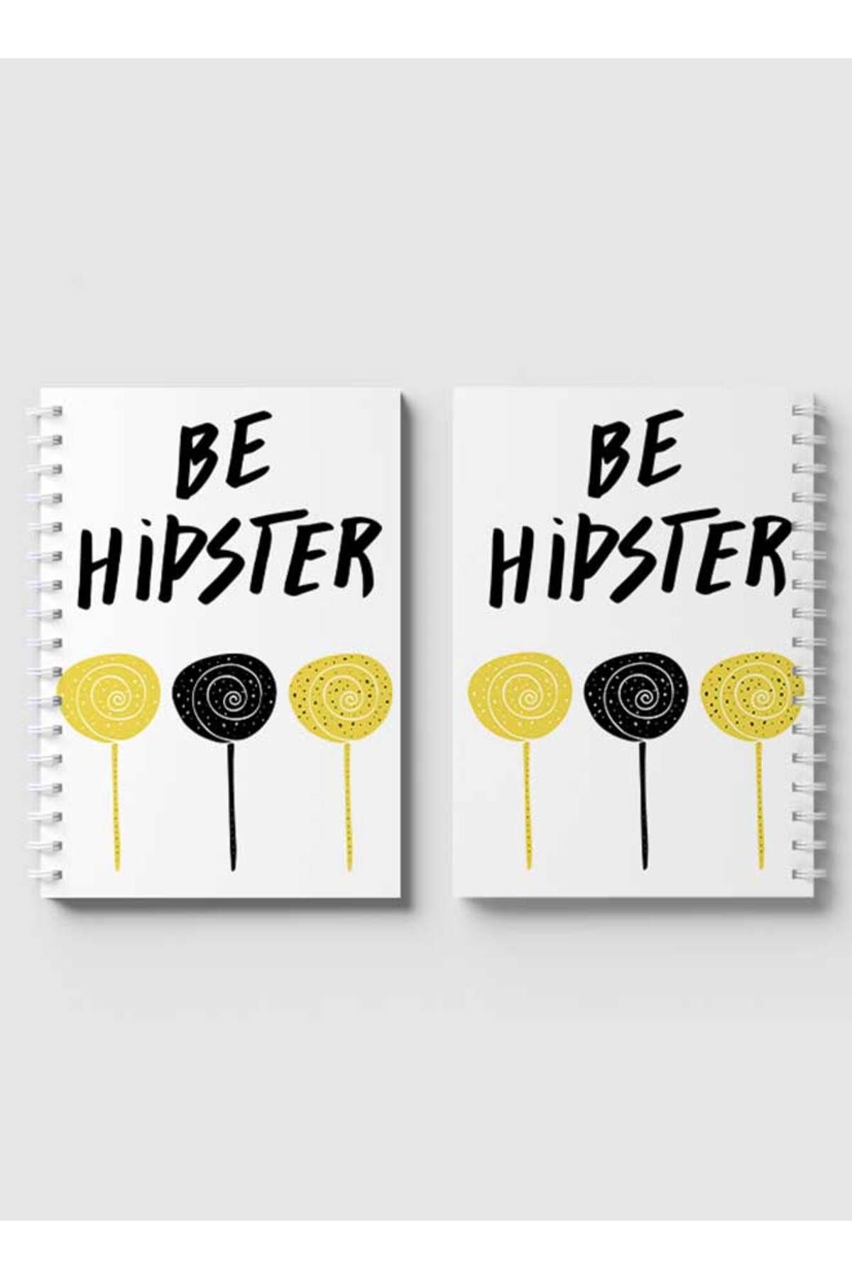 LOWHA-Spiral Notebook with Front and Back Hard Covers Featuring Be Hipster & Lollipops Design 4