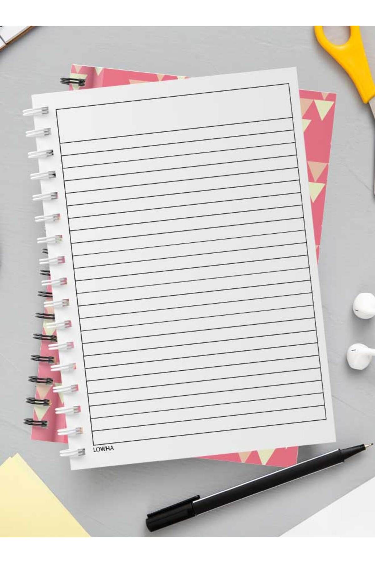LOWHA-Spiral Notebook with Front and Back Hard Covers Featuring Abstract Triangle Design 3