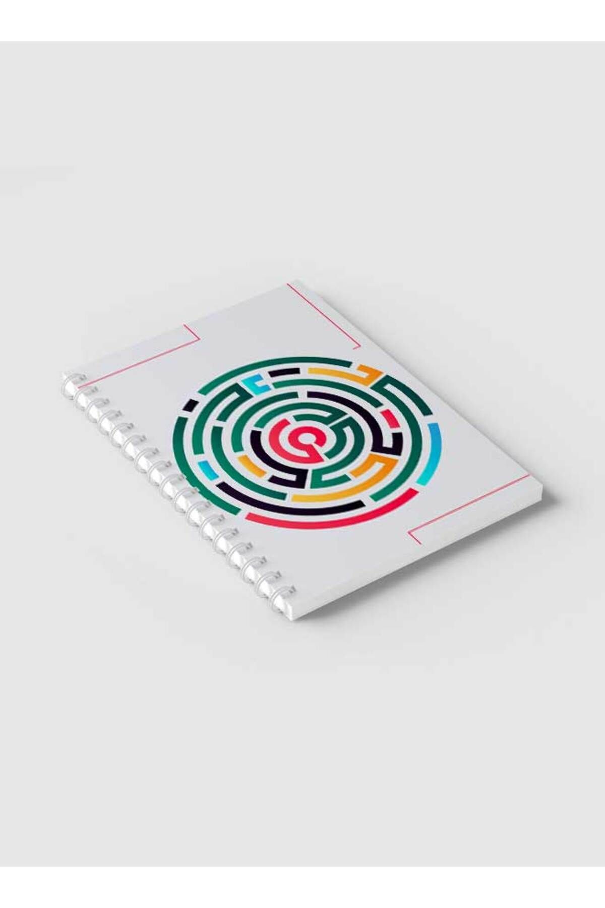 LOWHA-Spiral Notebook with Front and Back Hard Covers Featuring Abstarct Colored Maze Design 2