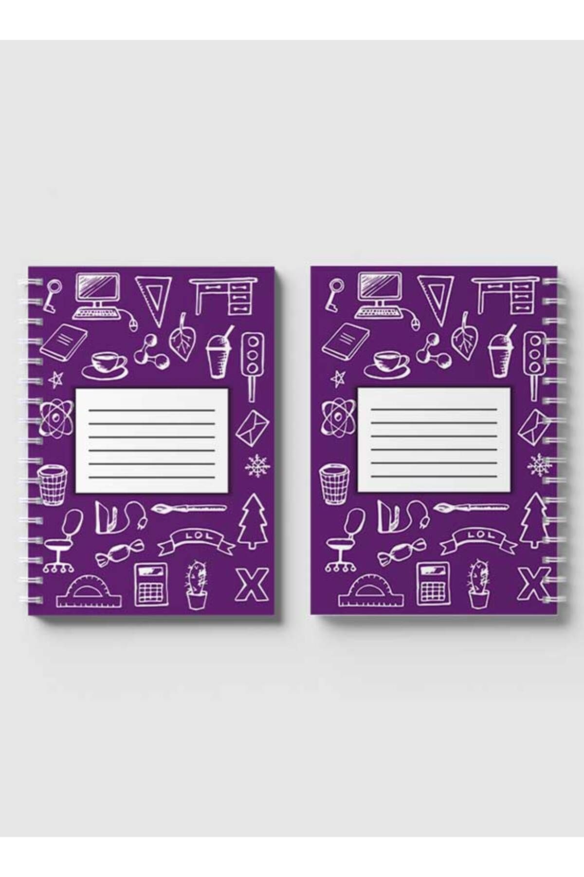 LOWHA-Spiral Notebook with Front and Back Hard Covers Featuring Back to School Light Violet Design 4