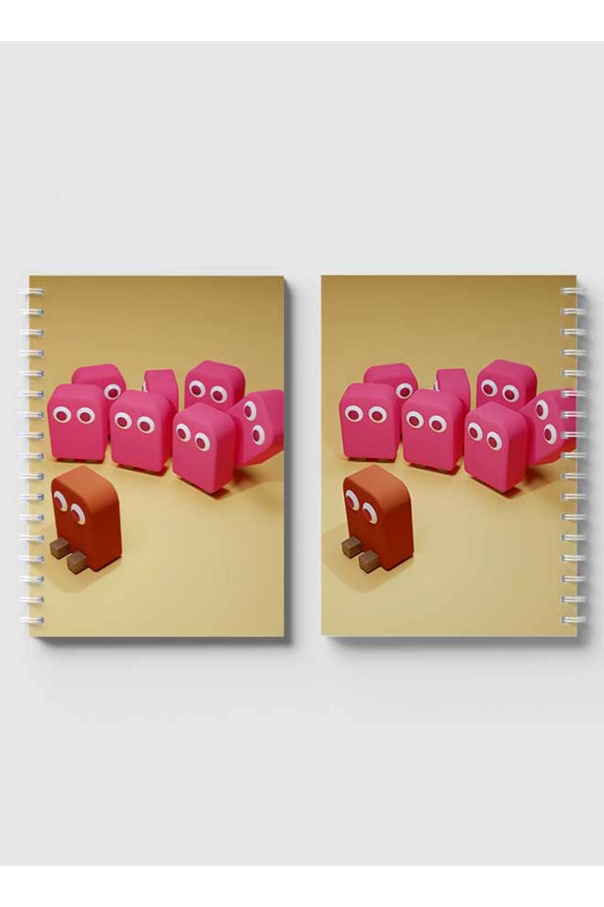 LOWHA-Spiral Notebook with Front and Back Hard Covers Featuring Cartoon D Shape Design 4