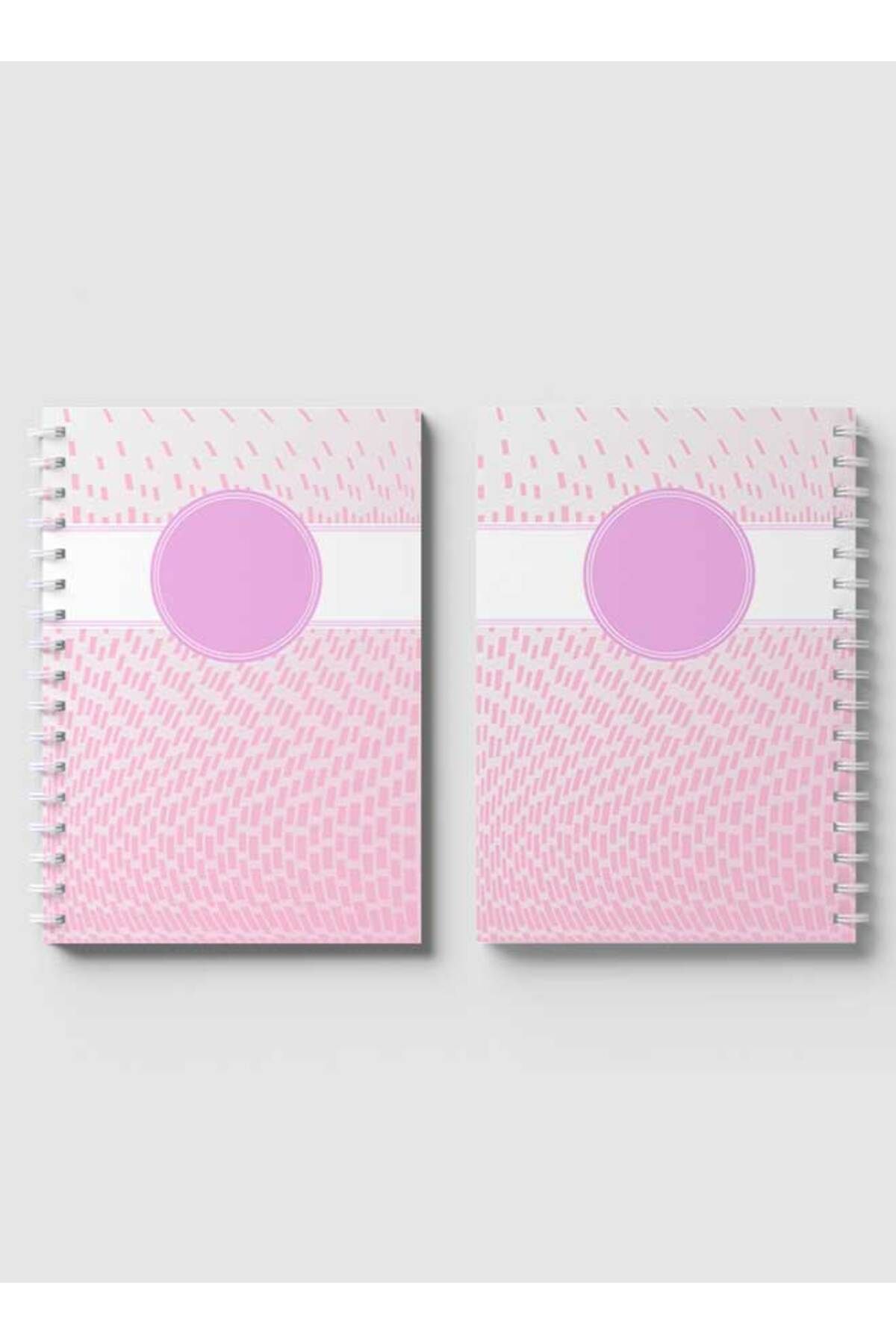 LOWHA-Spiral Notebook with Front and Back Hard Covers Featuring Abstract Pink & White Cube Design 4