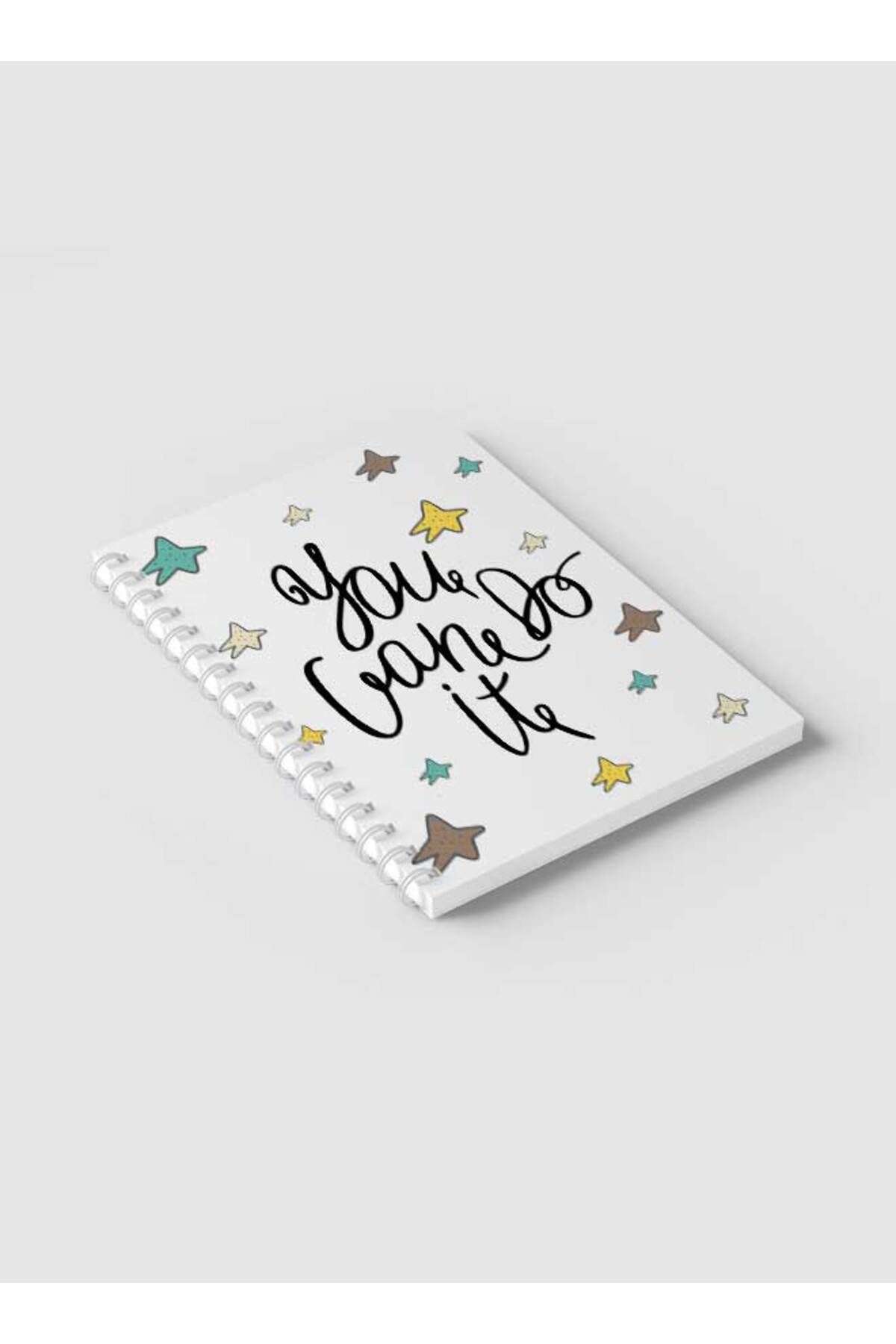 LOWHA-Spiral Notebook with Front and Back Hard Covers Featuring You Can Do It Doodle Stars Design 2