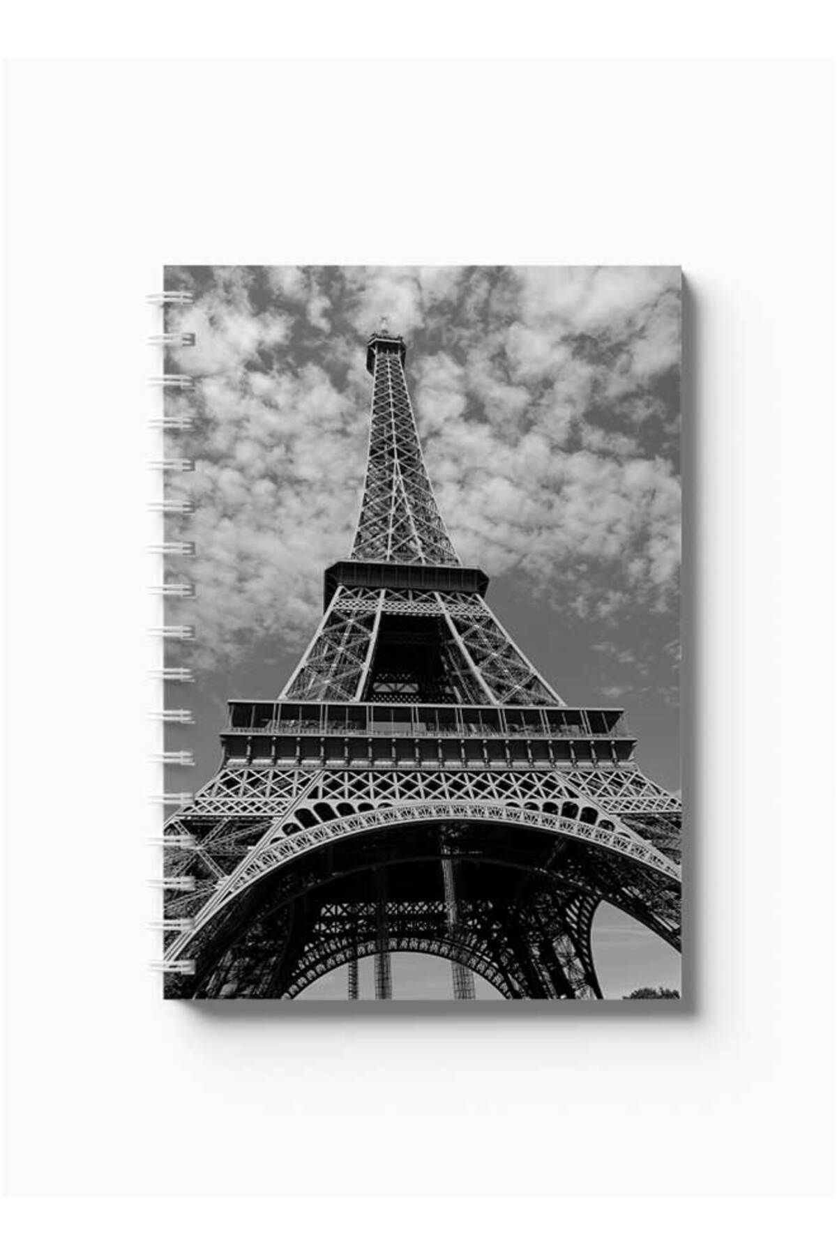 LOWHA-Spiral Notebook with Front and Back Hard Covers Featuring Eiffel Tower Design 5